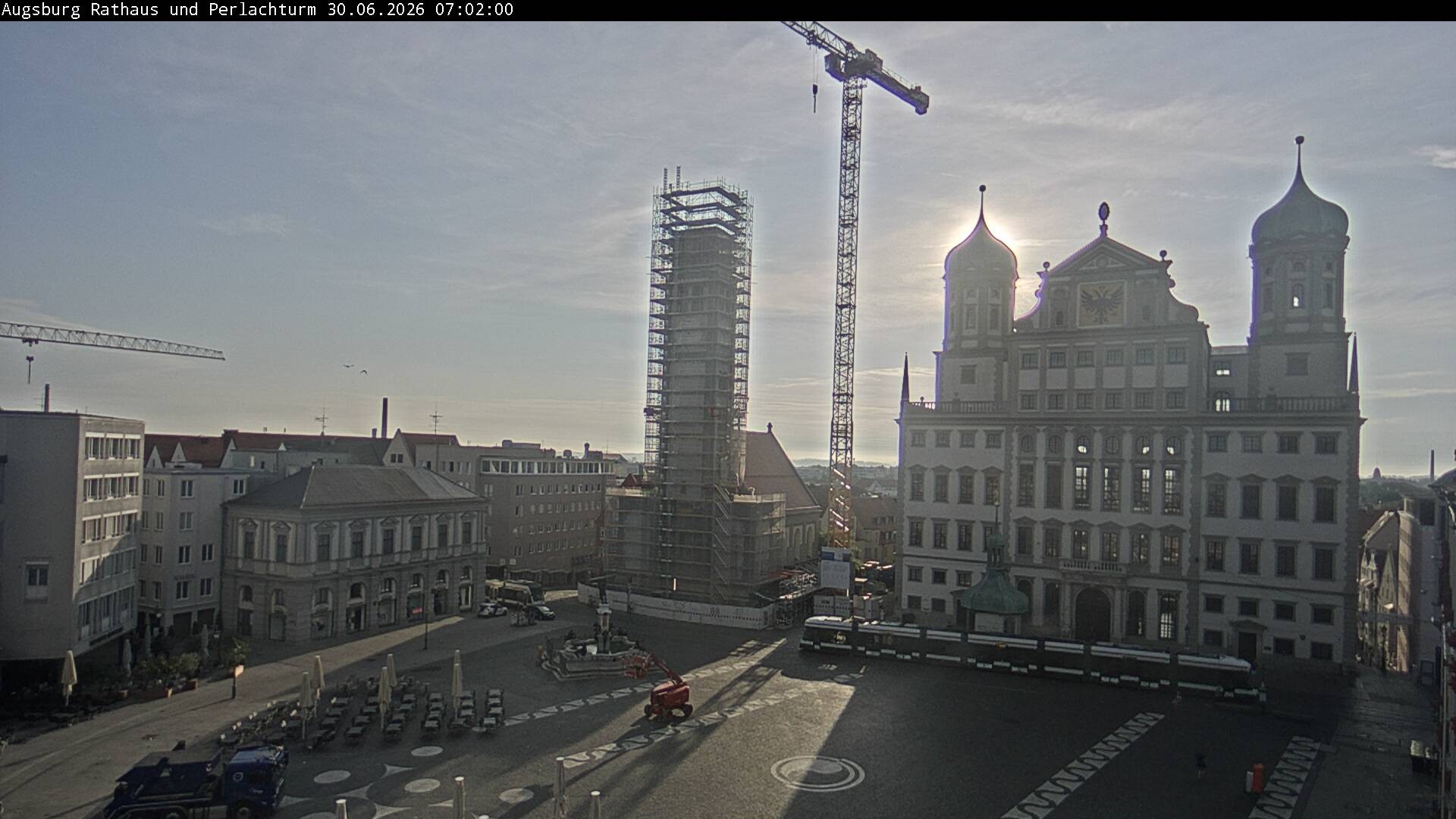 Archiv Foto Webcam Augsburger Rathausplatz und Perlachturm