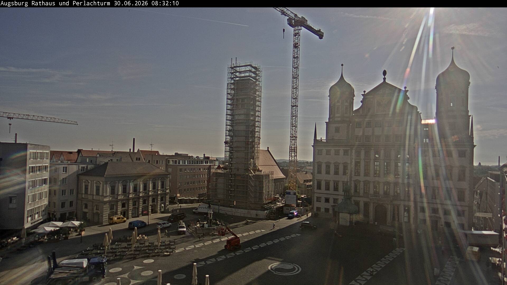 Archiv Foto Webcam Augsburger Rathausplatz und Perlachturm