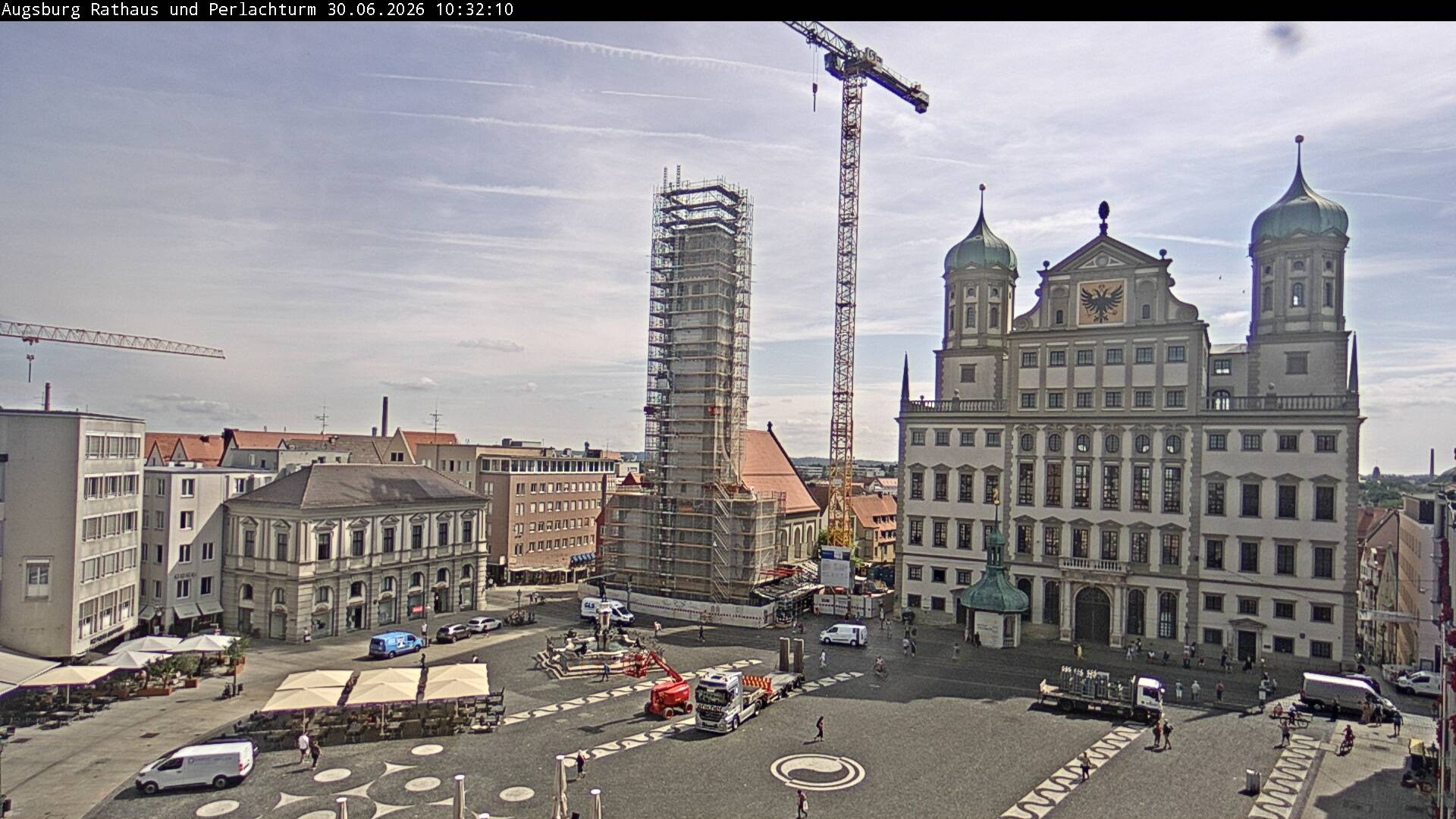 Archiv Foto Webcam Augsburger Rathausplatz und Perlachturm