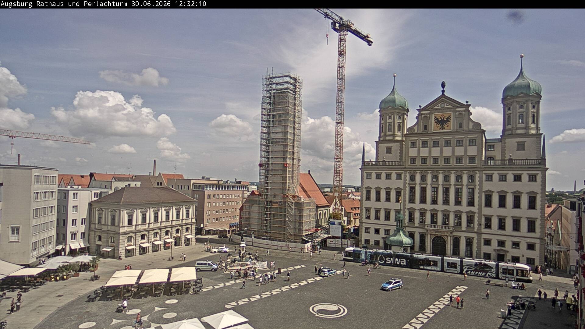 Archiv Foto Webcam Augsburger Rathausplatz und Perlachturm