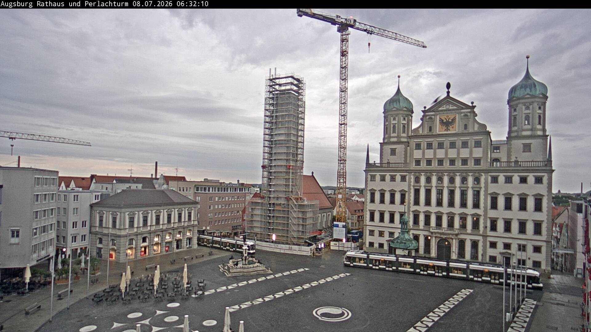 Archiv Foto Webcam Augsburger Rathausplatz und Perlachturm