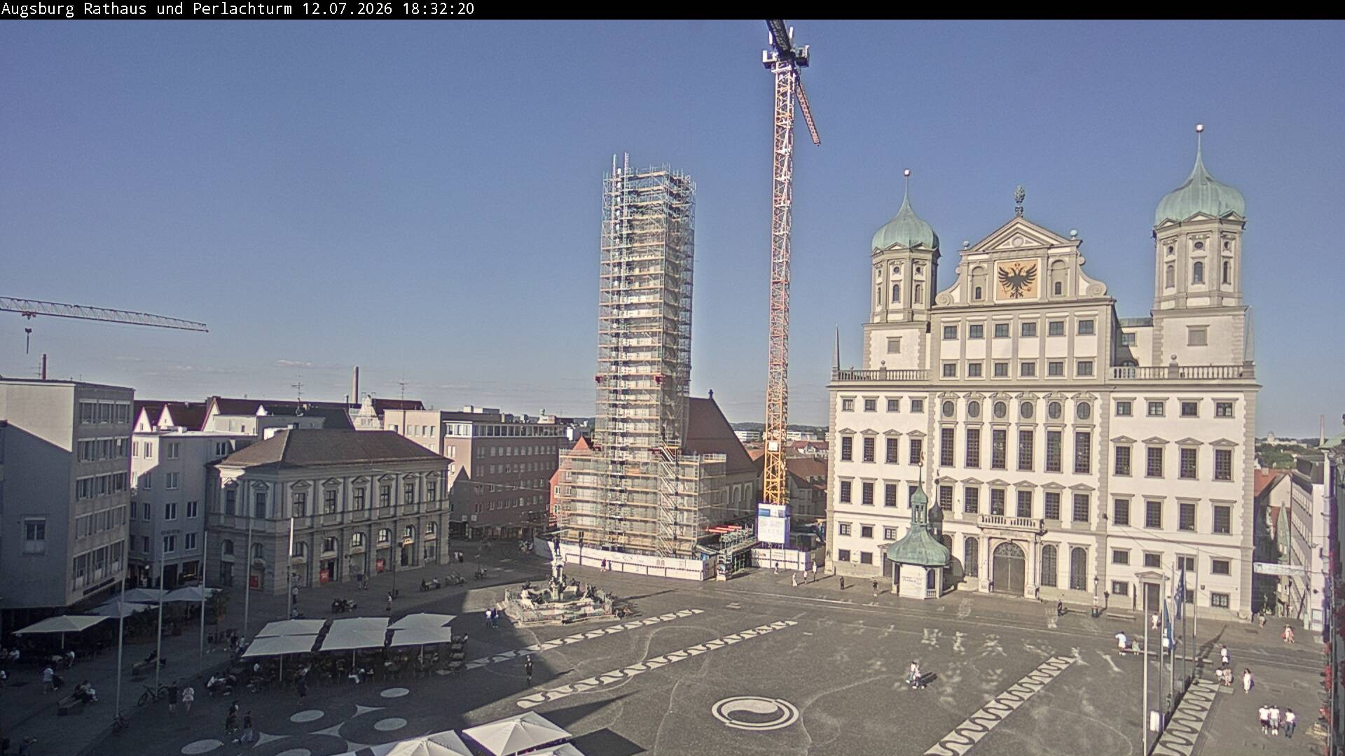 Archiv Foto Webcam Augsburger Rathausplatz und Perlachturm