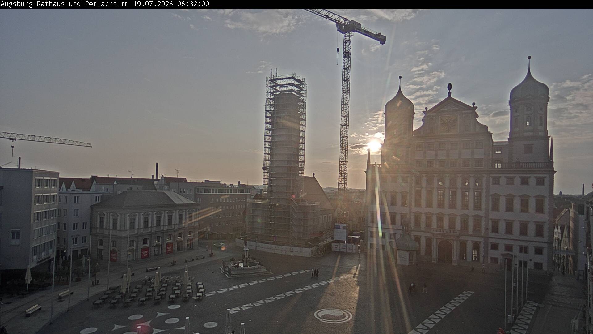Archiv Foto Webcam Augsburger Rathausplatz und Perlachturm
