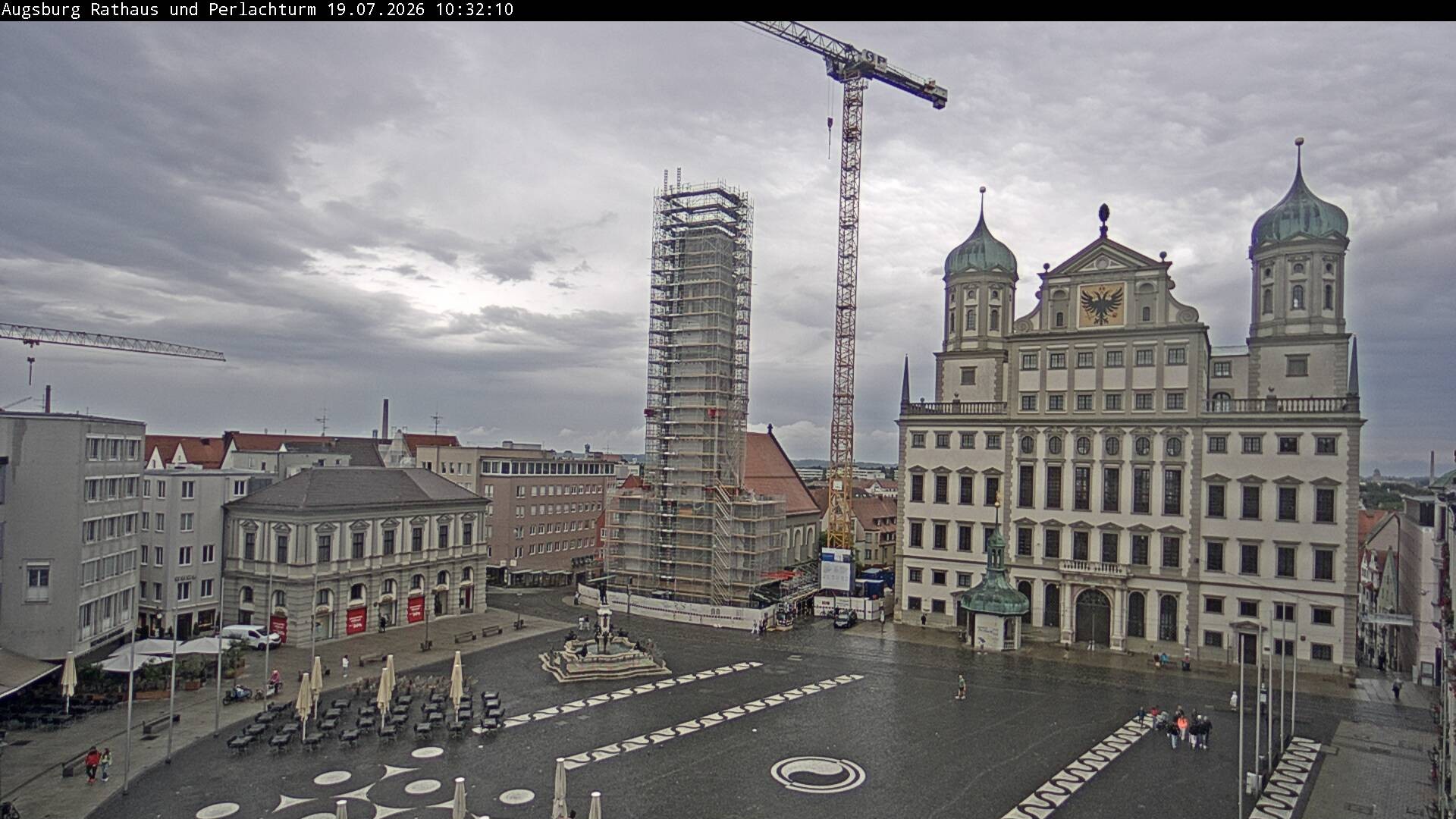 Archiv Foto Webcam Augsburger Rathausplatz und Perlachturm