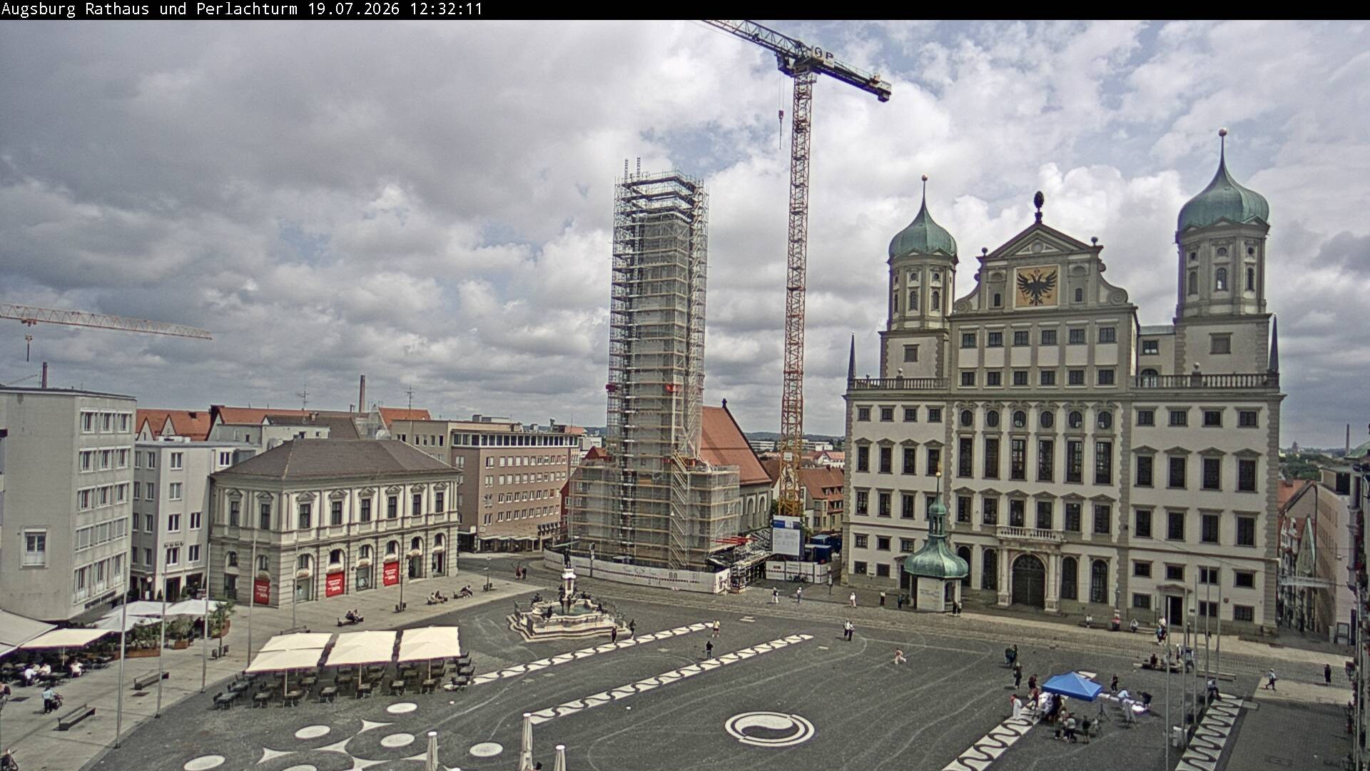 Archiv Foto Webcam Augsburger Rathausplatz und Perlachturm
