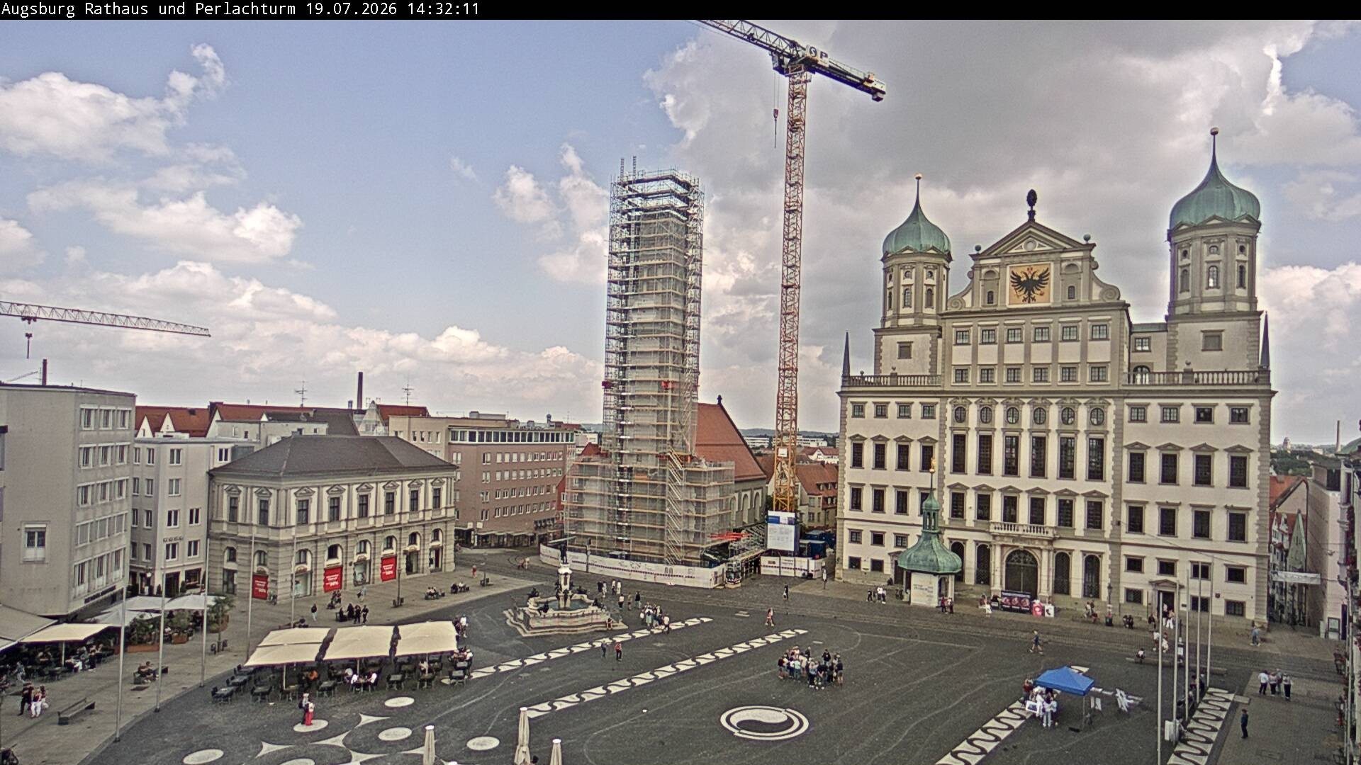 Archiv Foto Webcam Augsburger Rathausplatz und Perlachturm