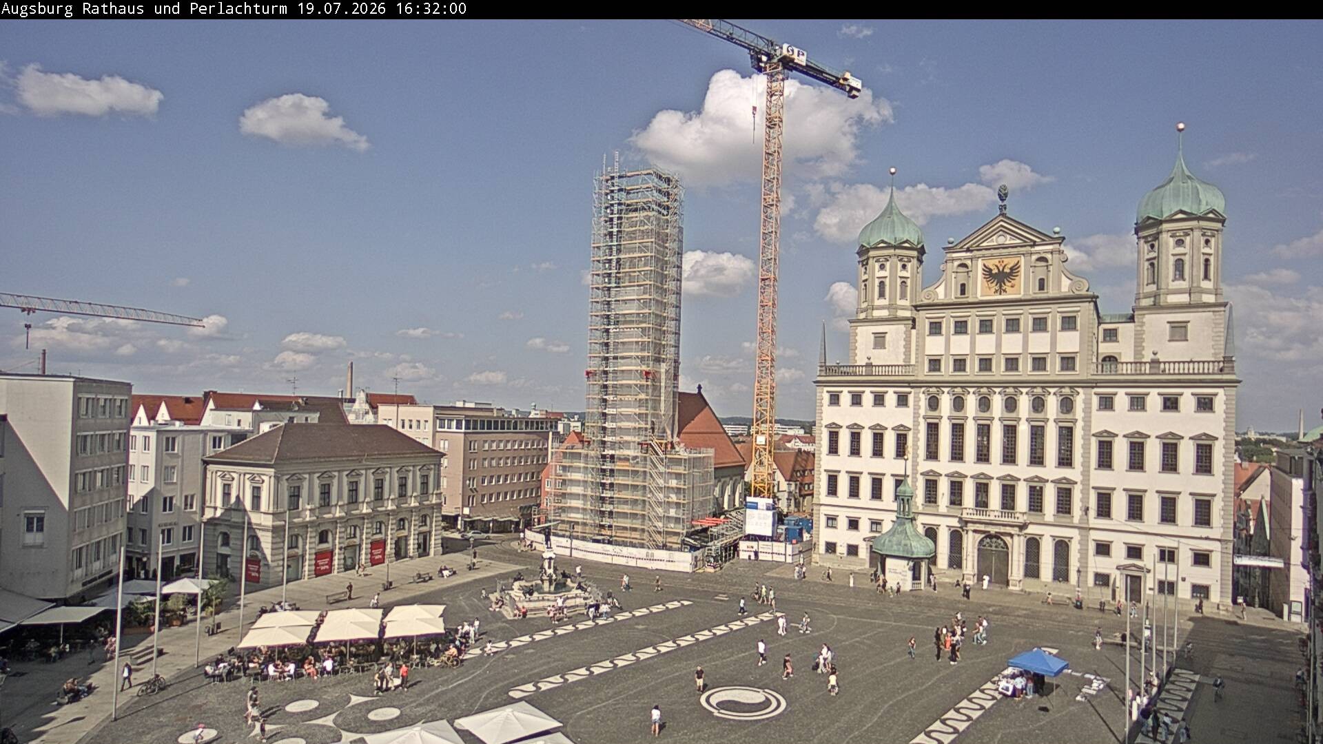 Archiv Foto Webcam Augsburger Rathausplatz und Perlachturm