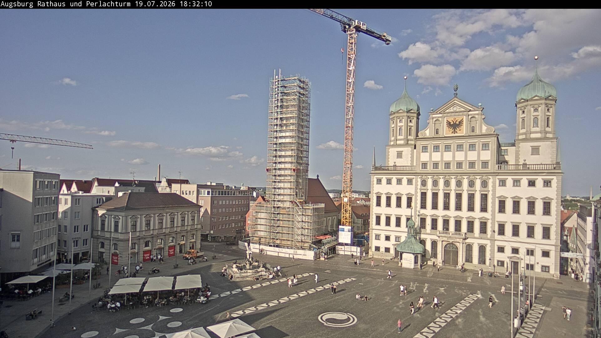 Archiv Foto Webcam Augsburger Rathausplatz und Perlachturm