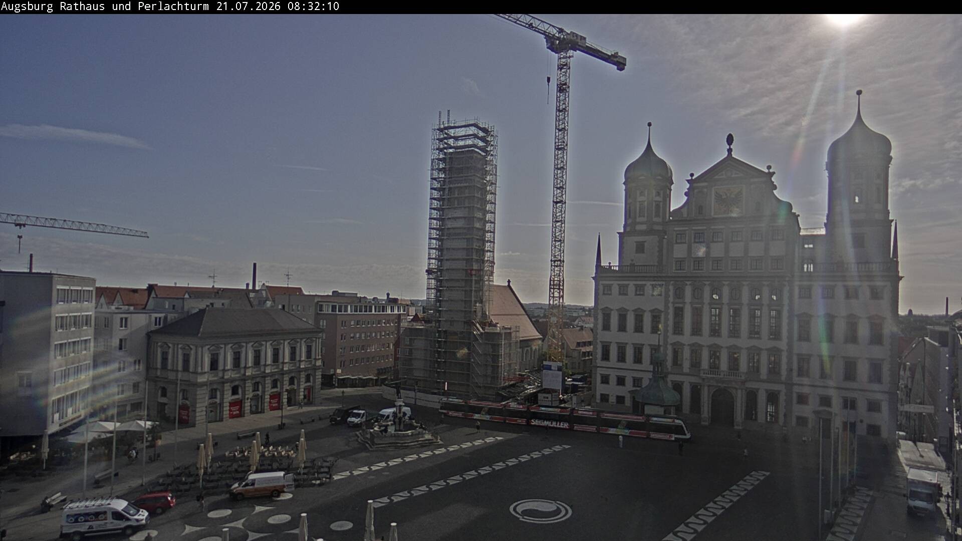 Archiv Foto Webcam Augsburger Rathausplatz und Perlachturm