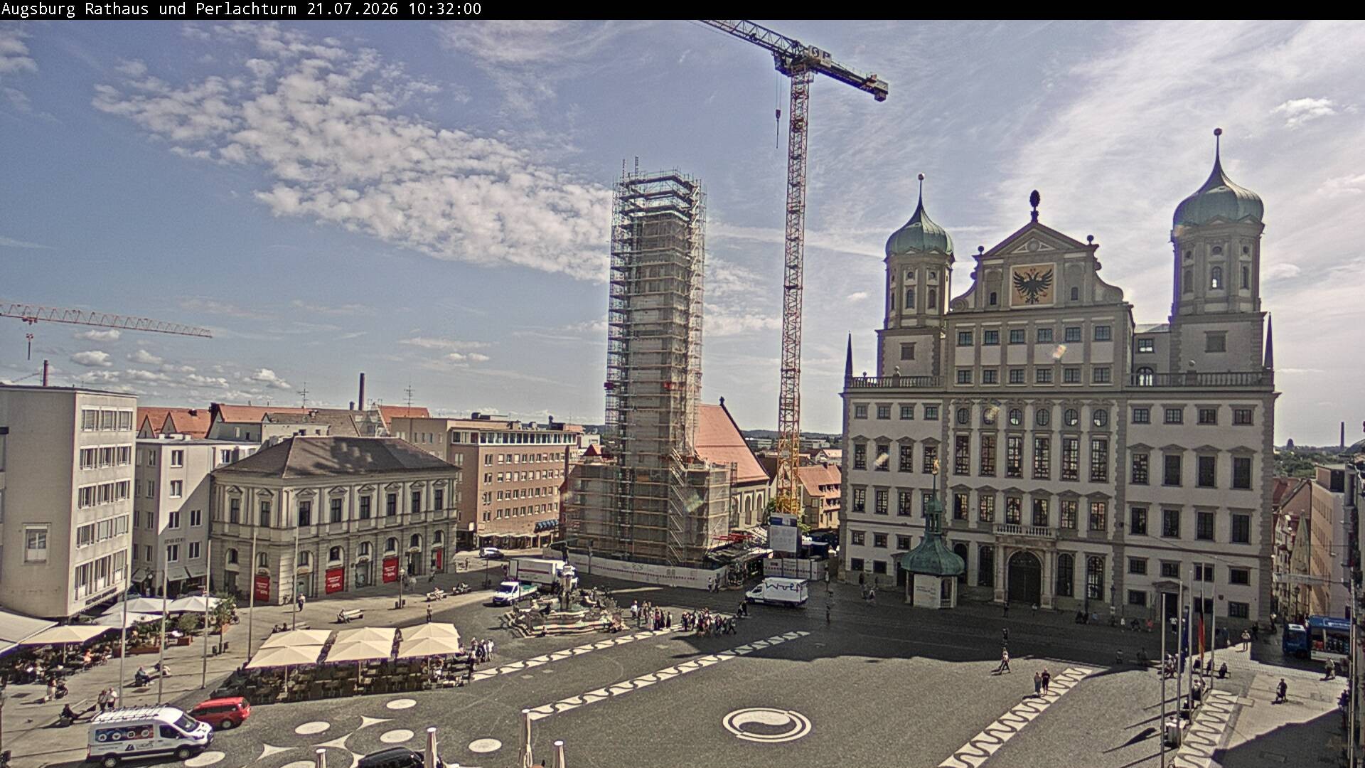 Archiv Foto Webcam Augsburger Rathausplatz und Perlachturm