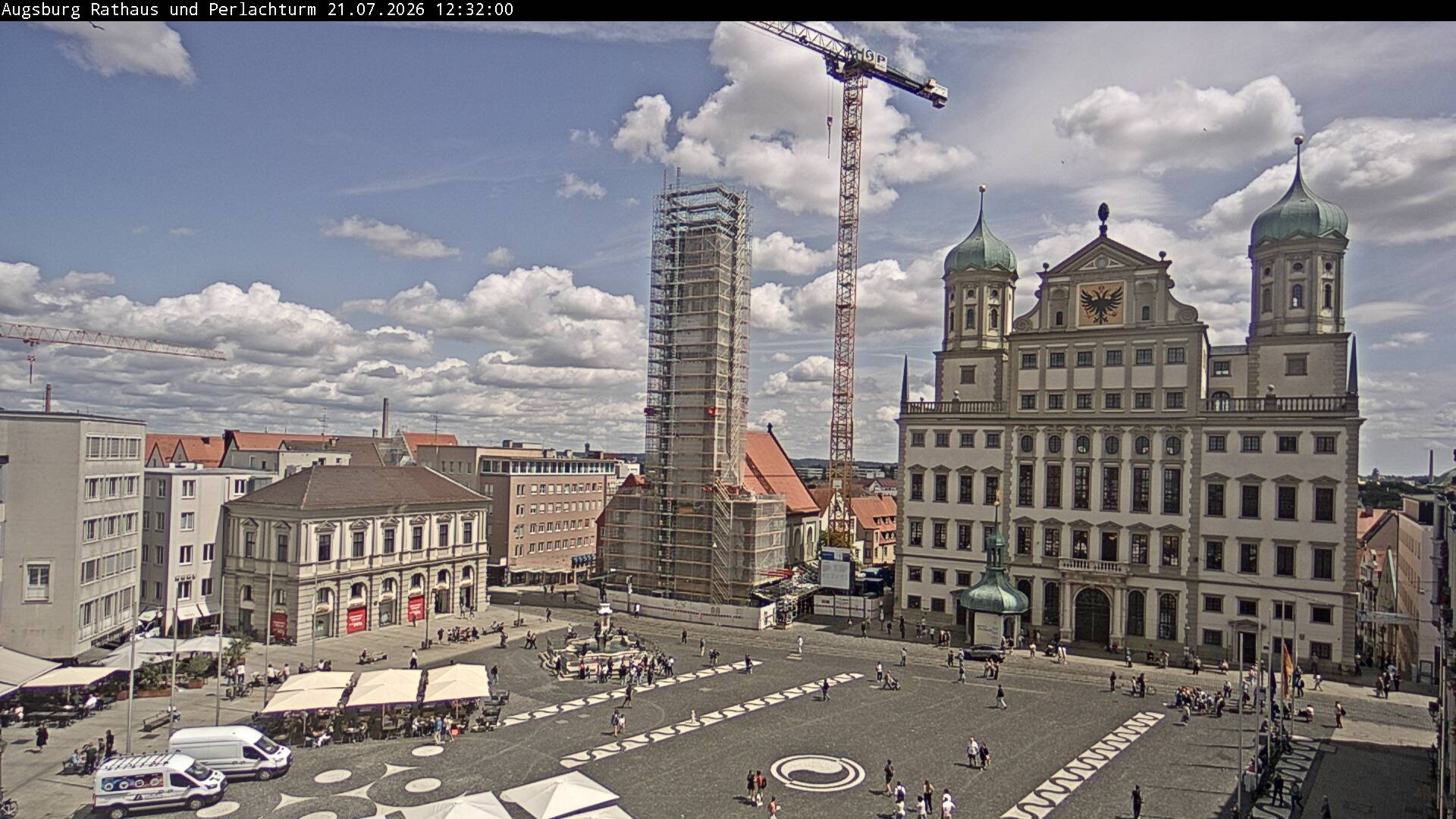 Archiv Foto Webcam Augsburger Rathausplatz und Perlachturm