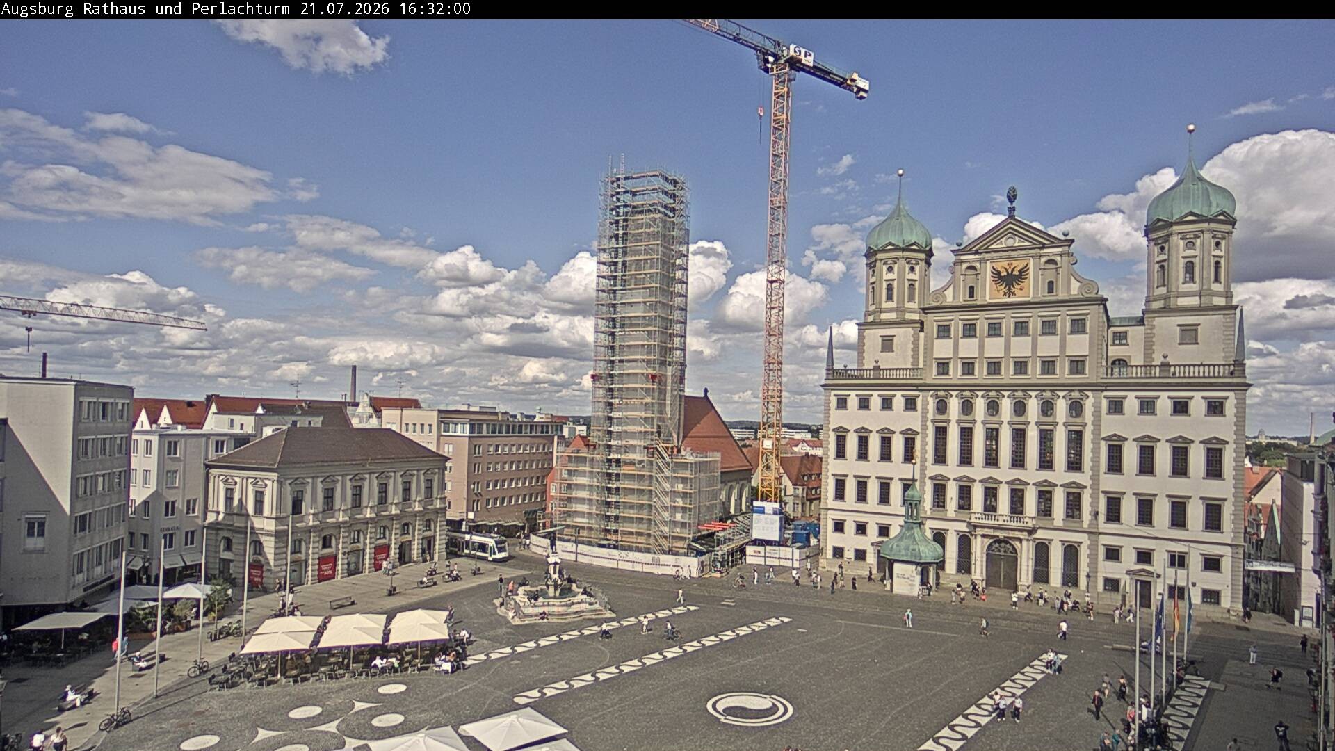 Archiv Foto Webcam Augsburger Rathausplatz und Perlachturm