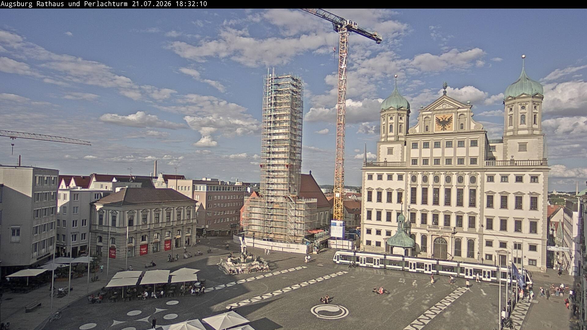 Archiv Foto Webcam Augsburger Rathausplatz und Perlachturm