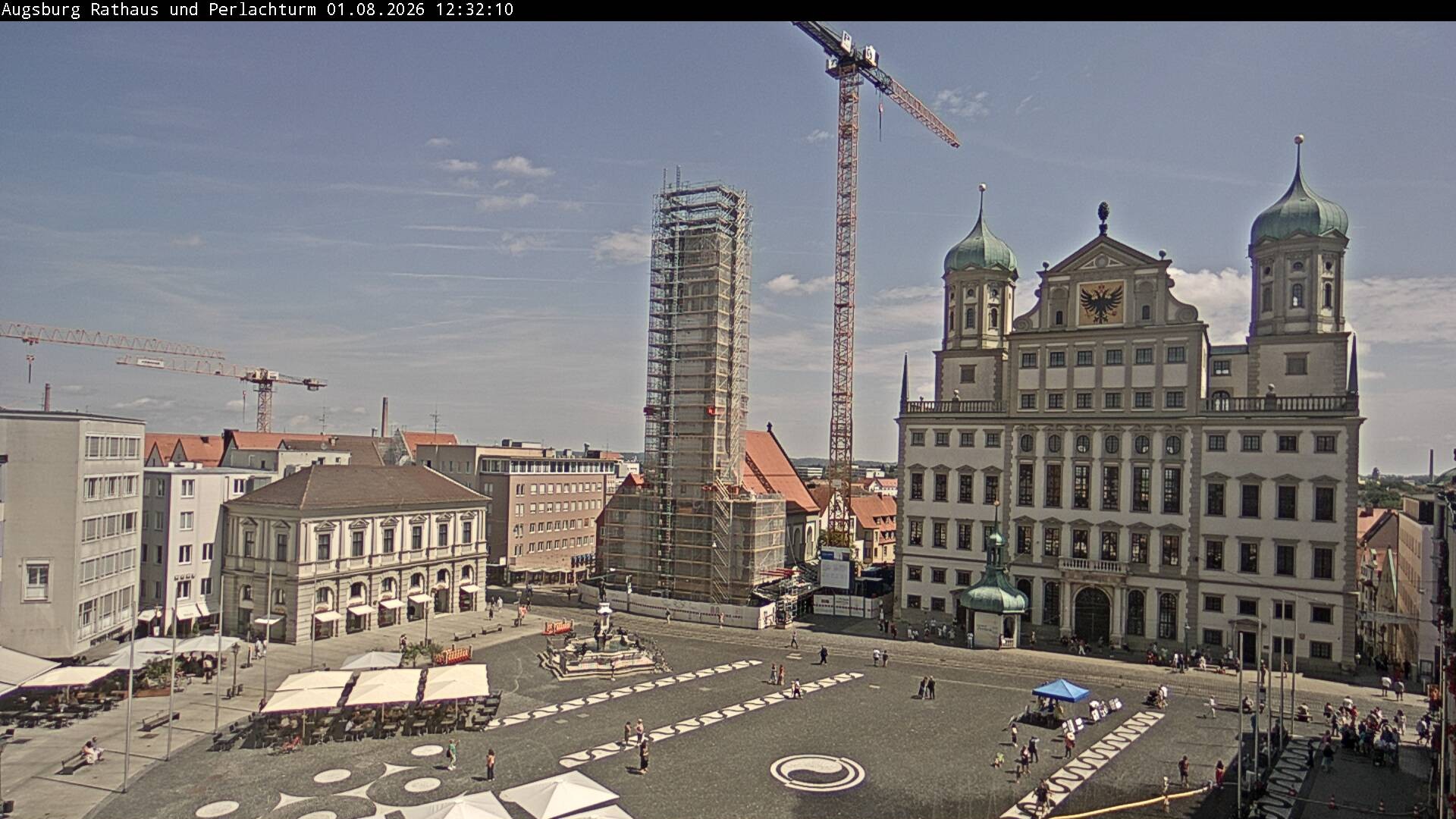 Archiv Foto Webcam Augsburger Rathausplatz und Perlachturm