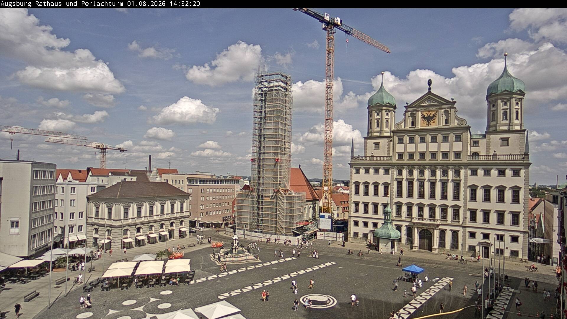 Archiv Foto Webcam Augsburger Rathausplatz und Perlachturm