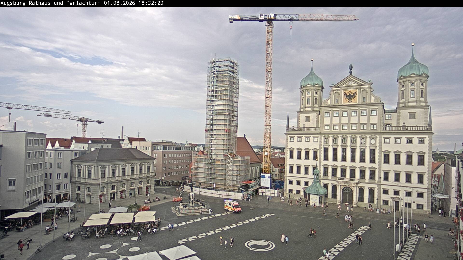 Archiv Foto Webcam Augsburger Rathausplatz und Perlachturm