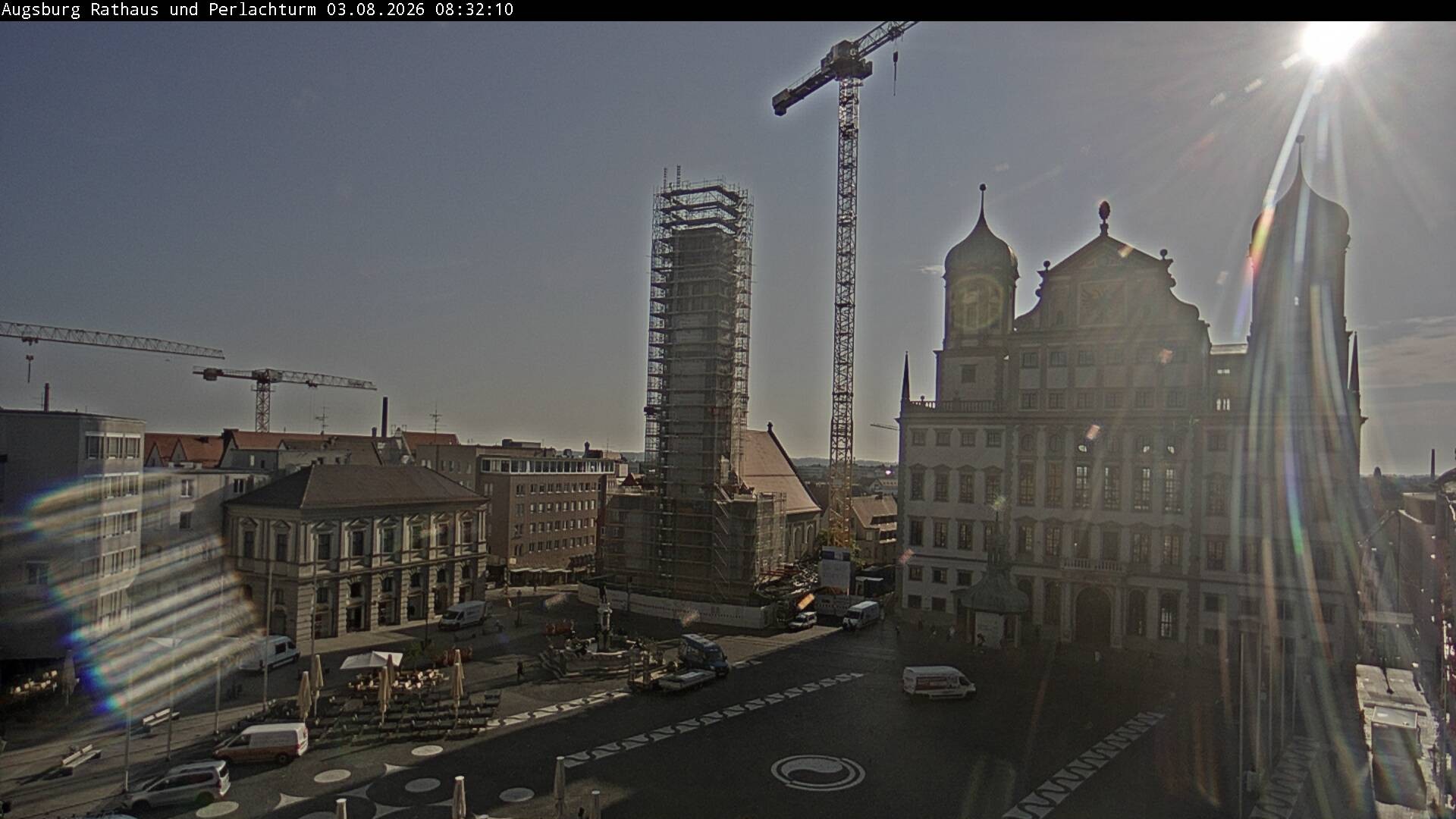 Archiv Foto Webcam Augsburger Rathausplatz und Perlachturm