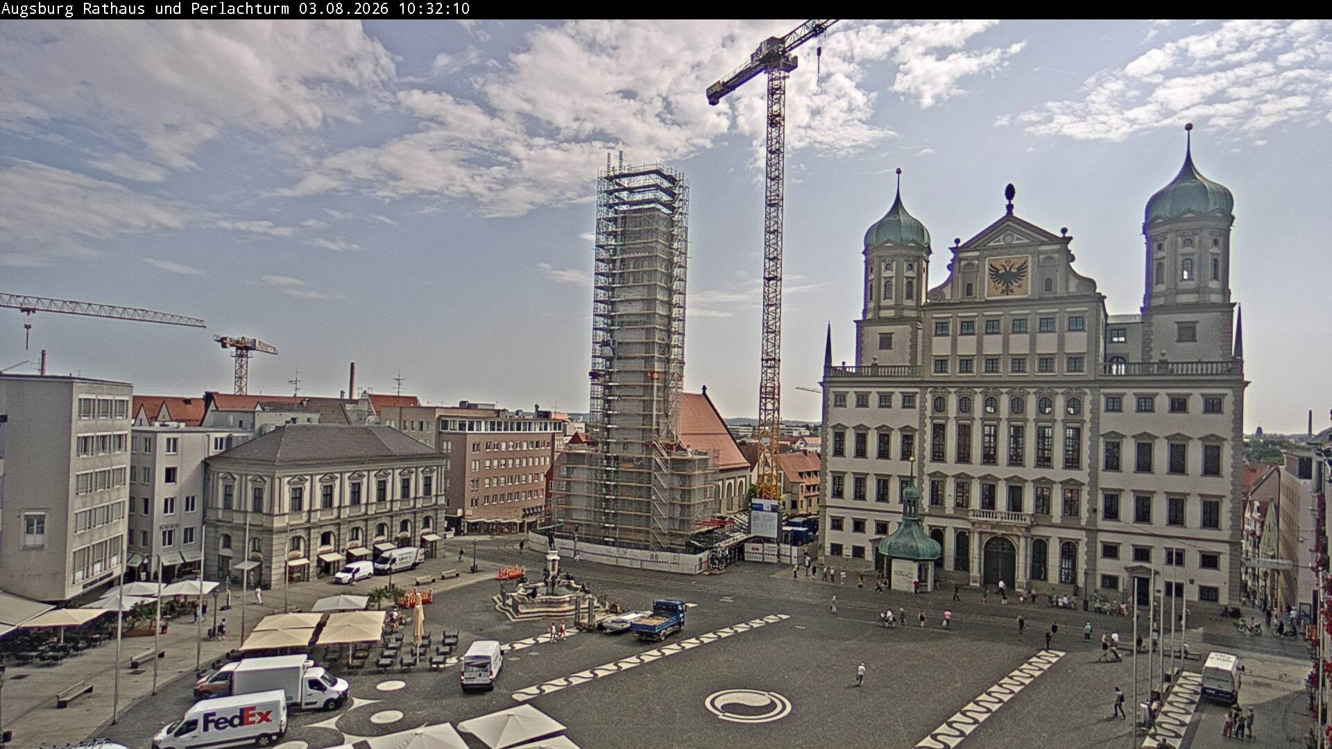 Archiv Foto Webcam Augsburger Rathausplatz und Perlachturm