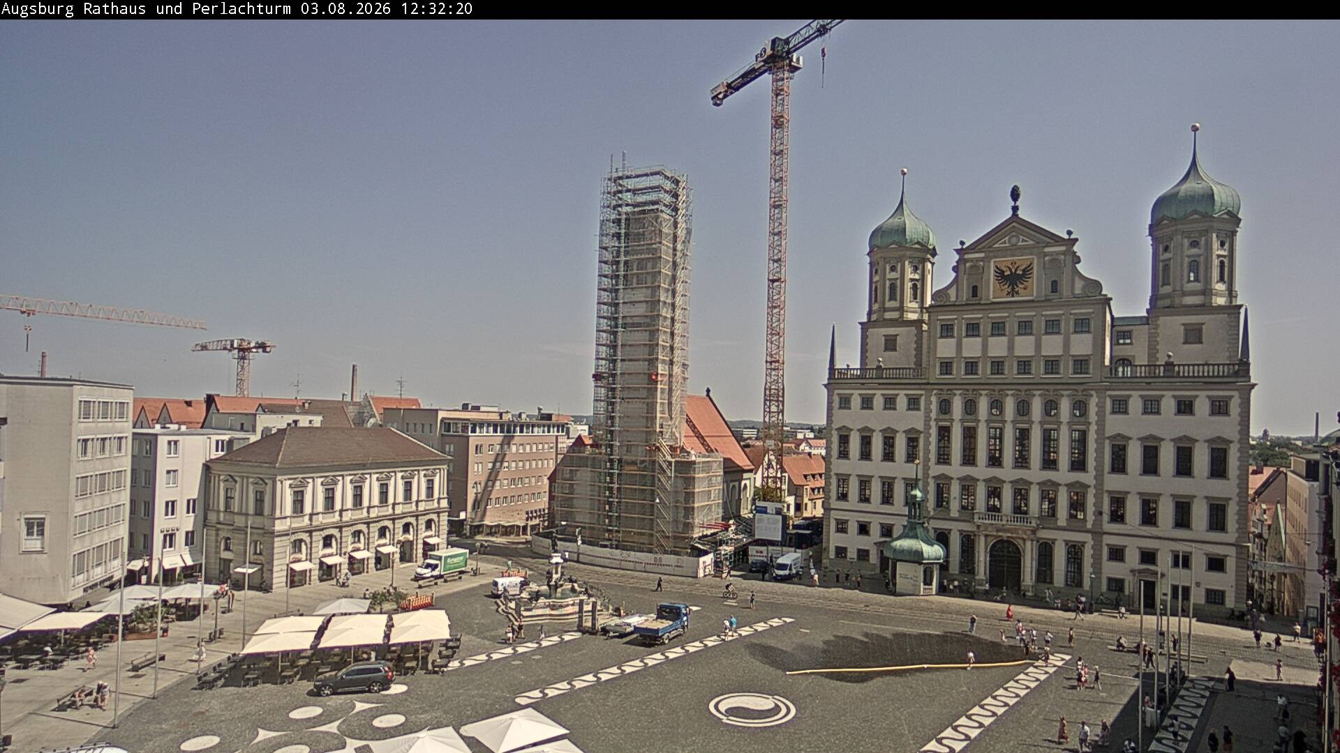 Archiv Foto Webcam Augsburger Rathausplatz und Perlachturm