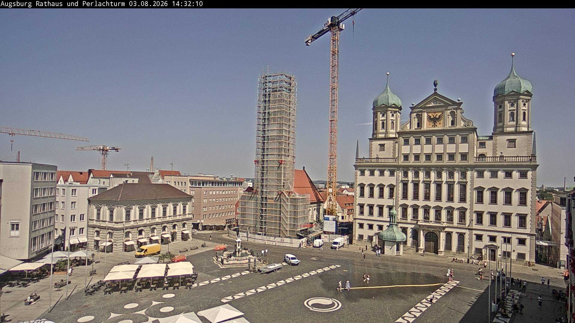 Archiv Foto Webcam Augsburger Rathausplatz und Perlachturm