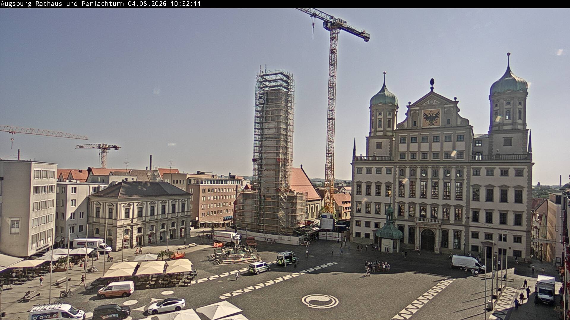 Archiv Foto Webcam Augsburger Rathausplatz und Perlachturm
