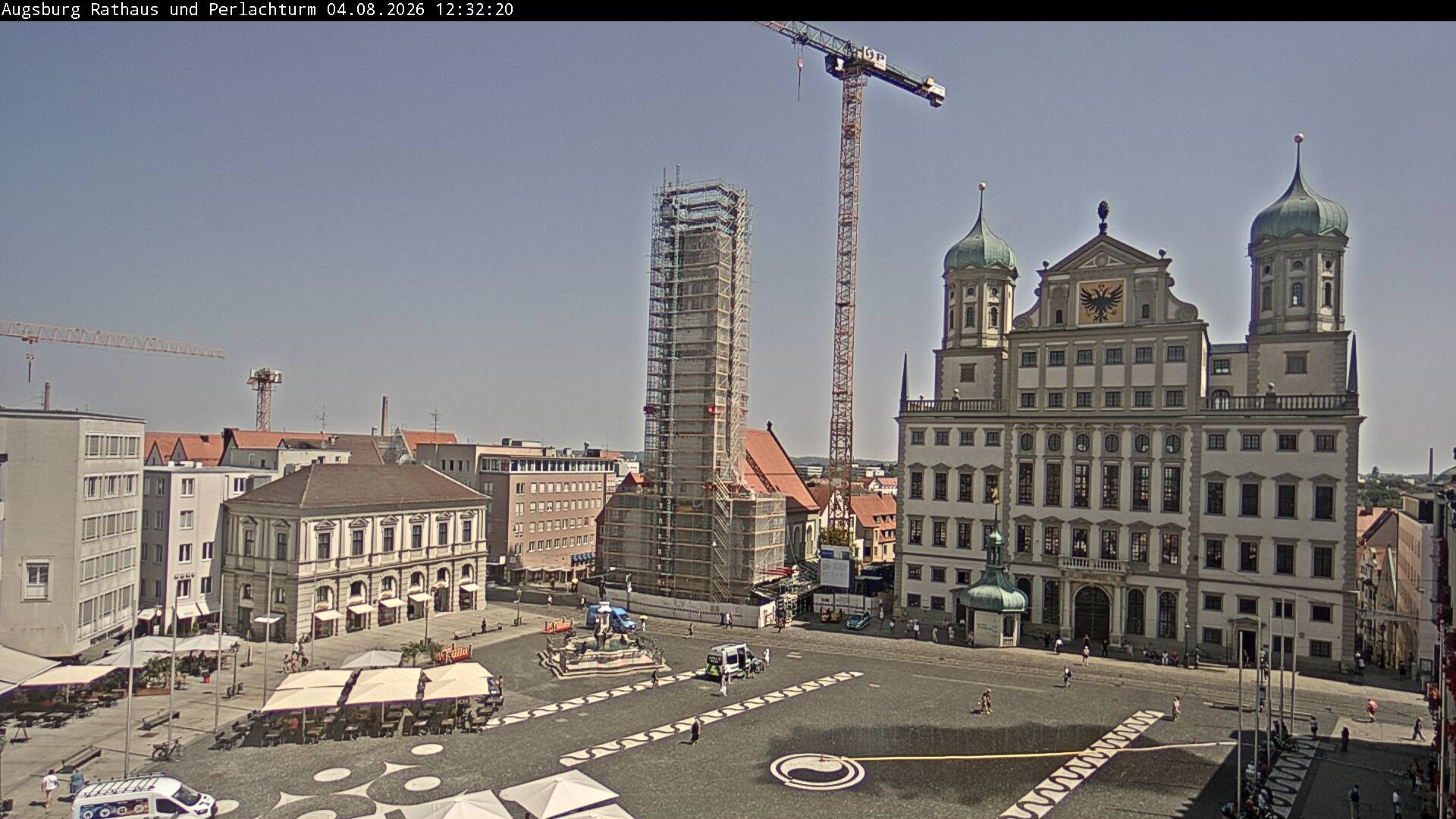 Archiv Foto Webcam Augsburger Rathausplatz und Perlachturm