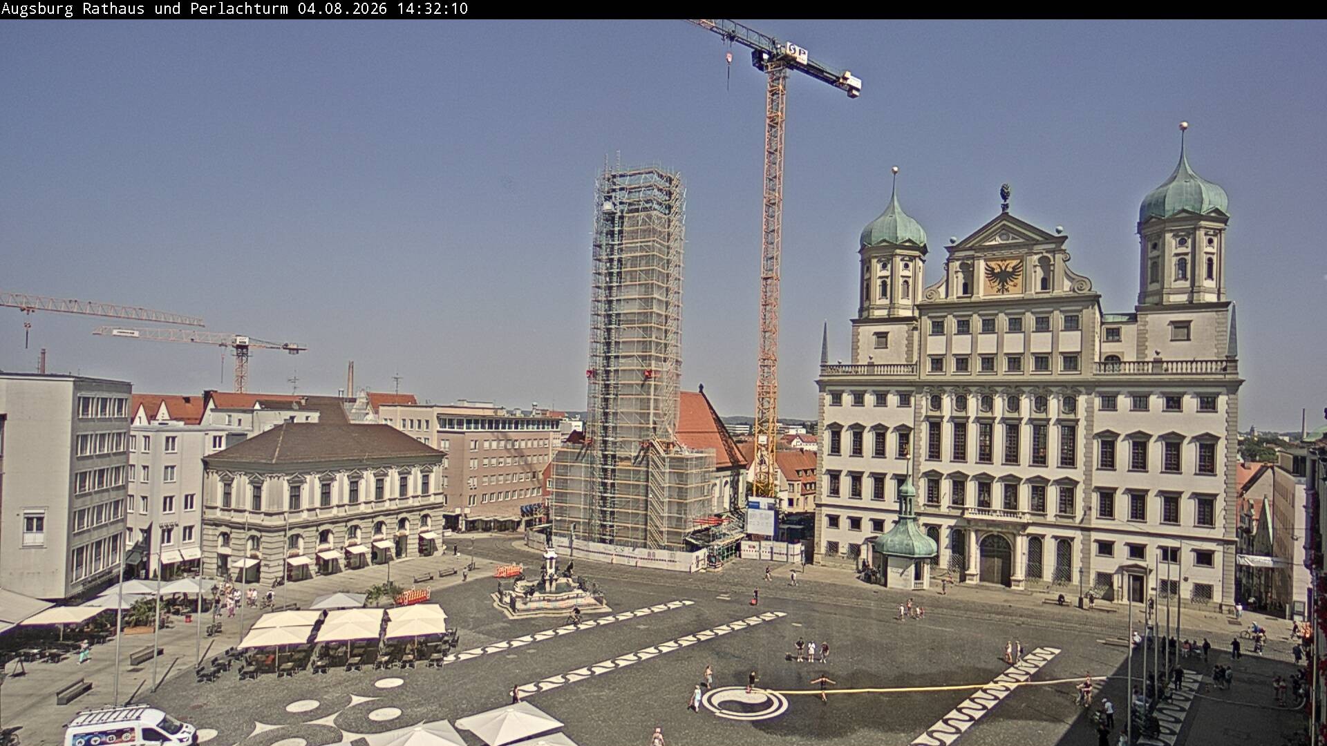Archiv Foto Webcam Augsburger Rathausplatz und Perlachturm