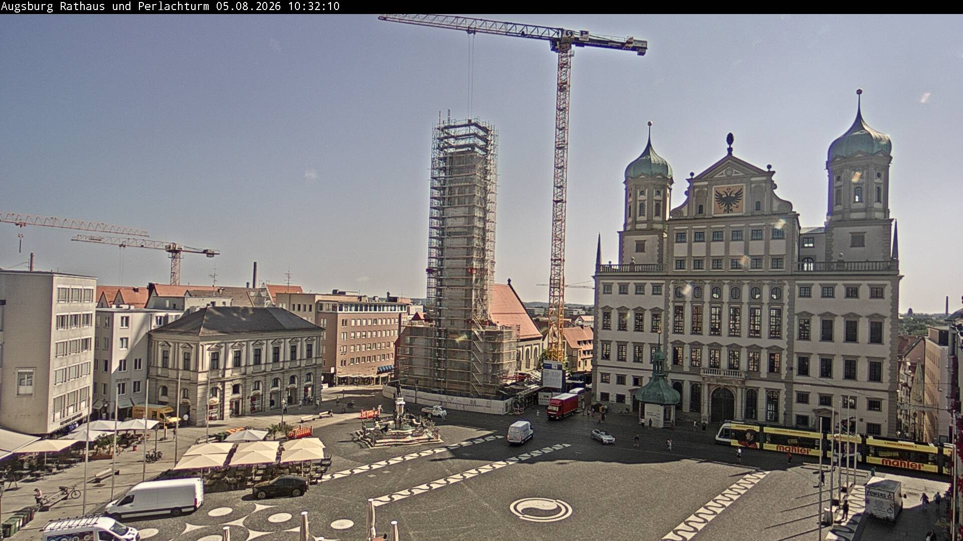 Archiv Foto Webcam Augsburger Rathausplatz und Perlachturm