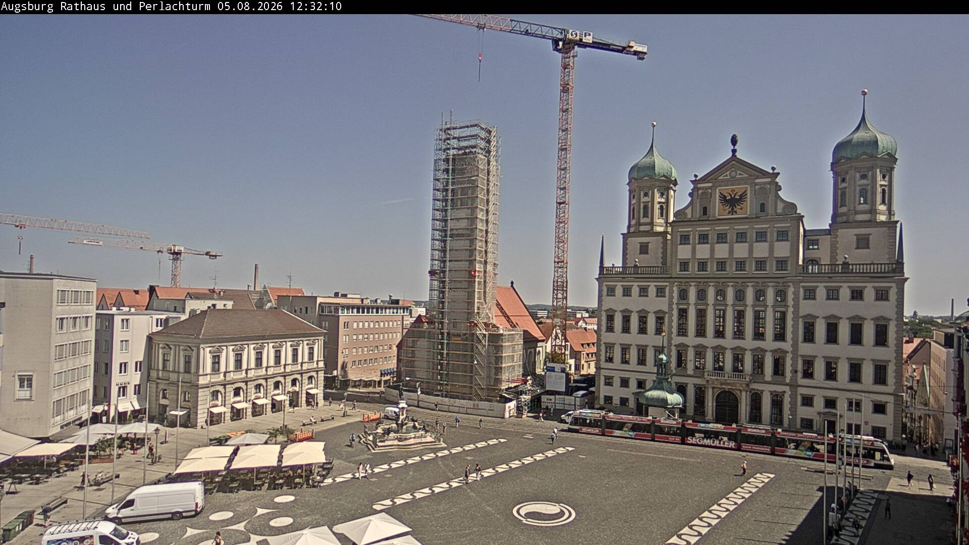 Archiv Foto Webcam Augsburger Rathausplatz und Perlachturm