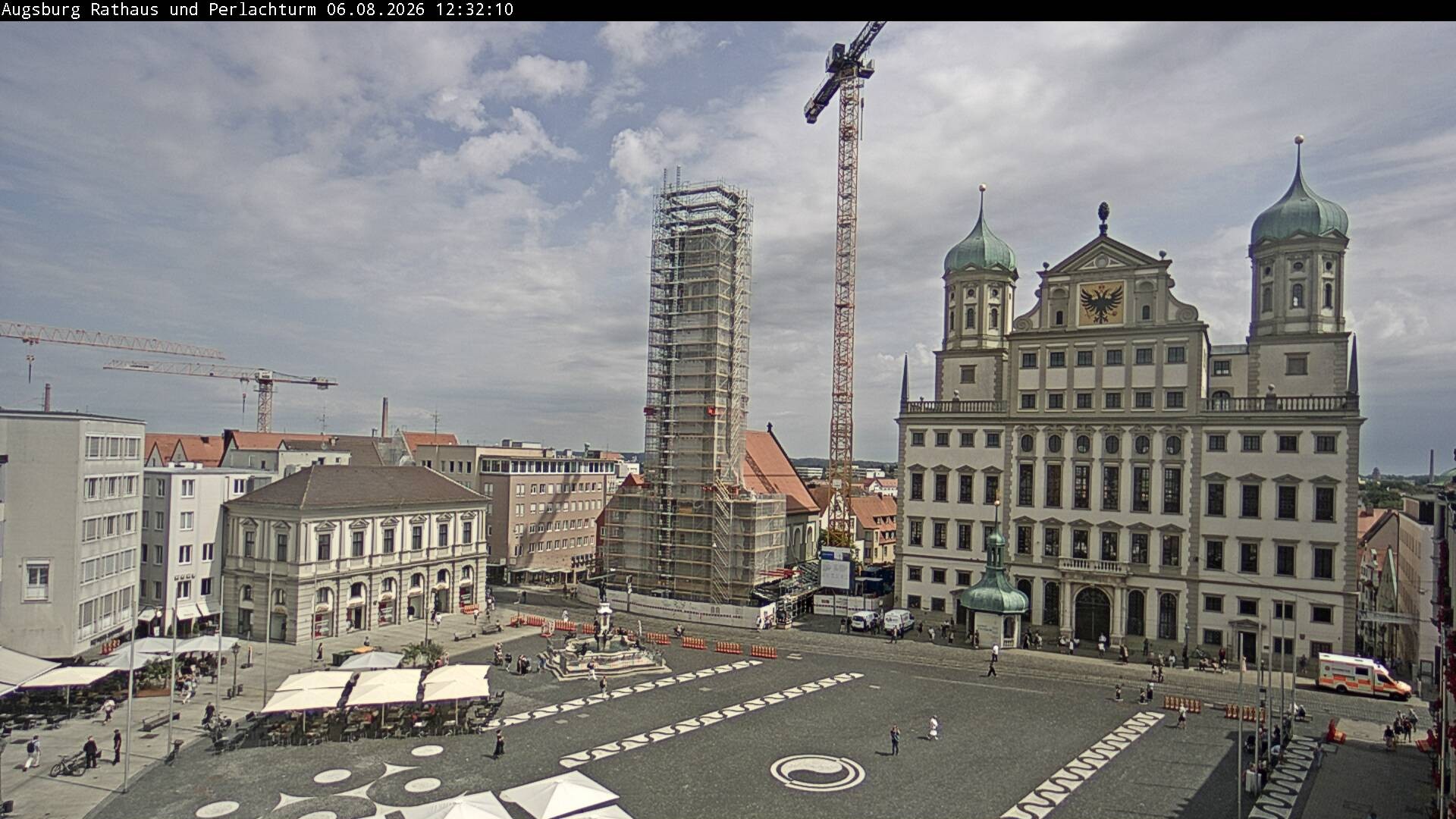 Archiv Foto Webcam Augsburger Rathausplatz und Perlachturm