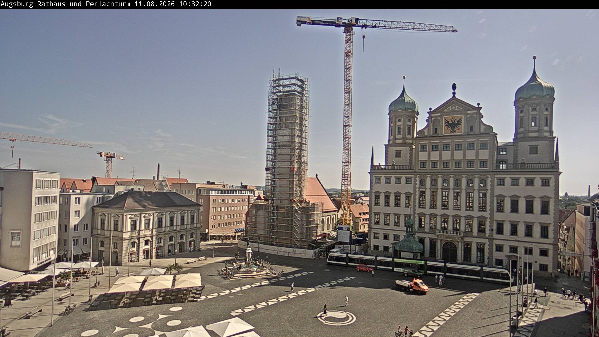 Archiv Foto Webcam Augsburger Rathausplatz und Perlachturm