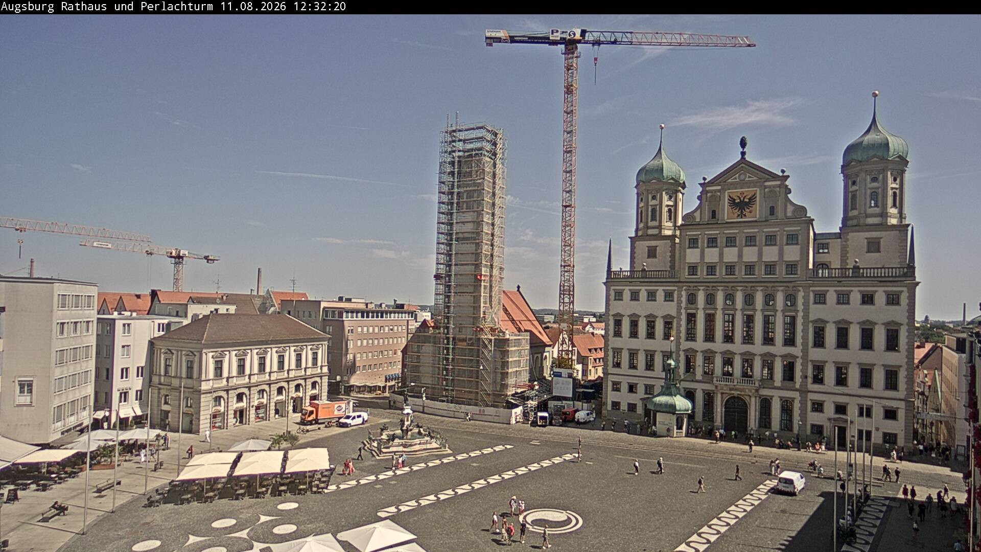 Archiv Foto Webcam Augsburger Rathausplatz und Perlachturm