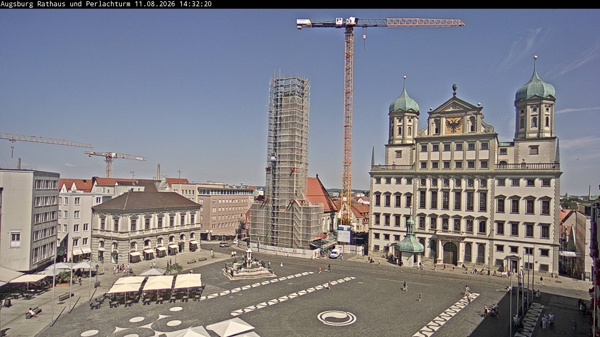 Archiv Foto Webcam Augsburger Rathausplatz und Perlachturm