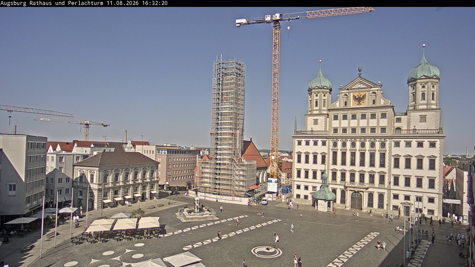 Archiv Foto Webcam Augsburger Rathausplatz und Perlachturm