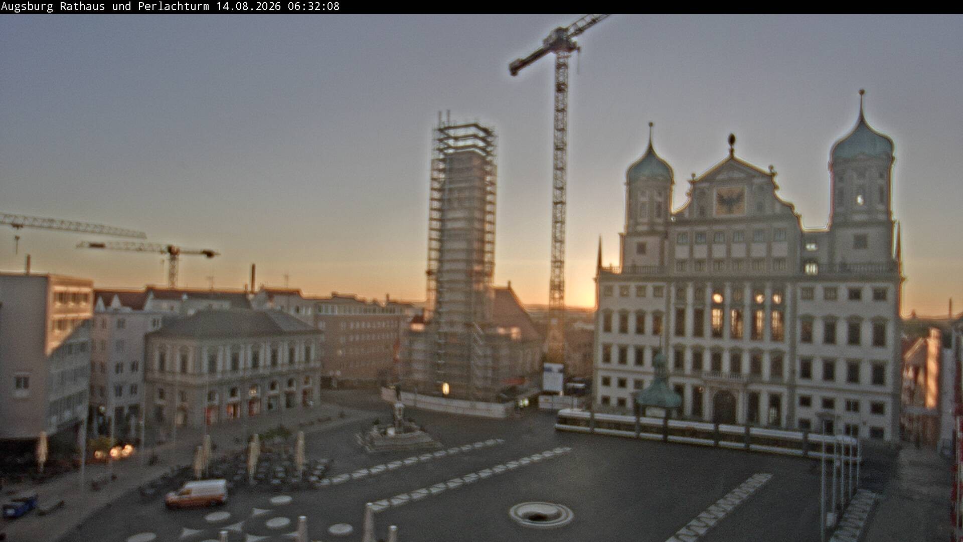 Archiv Foto Webcam Augsburger Rathausplatz und Perlachturm