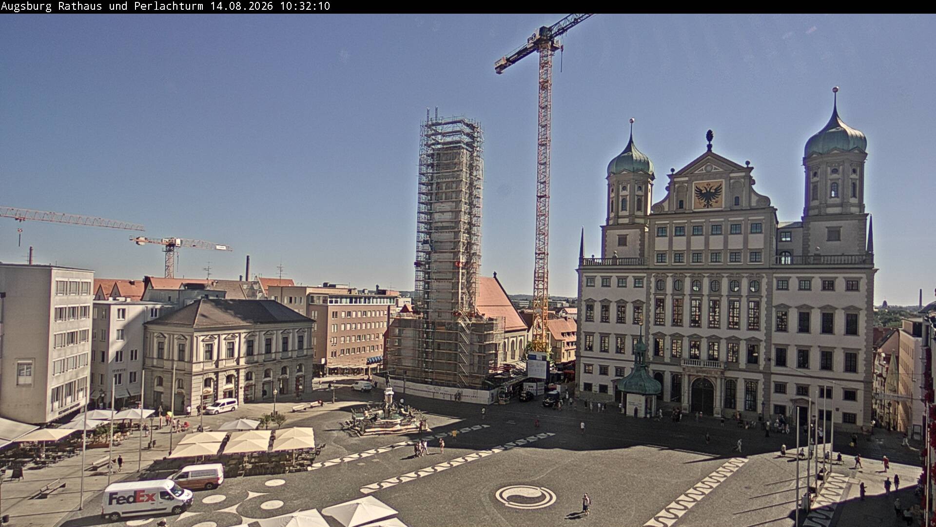 Archiv Foto Webcam Augsburger Rathausplatz und Perlachturm