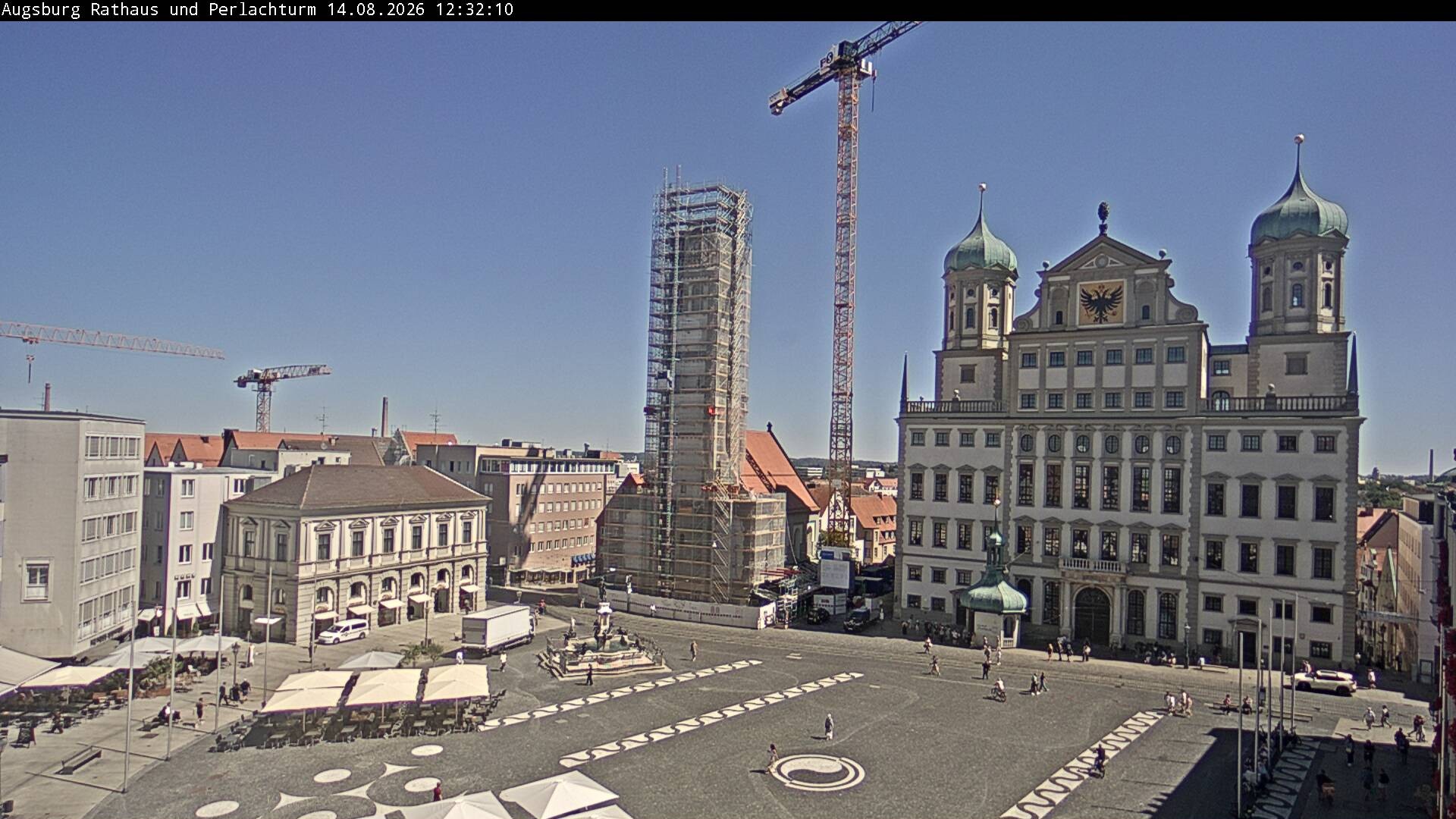 Archiv Foto Webcam Augsburger Rathausplatz und Perlachturm