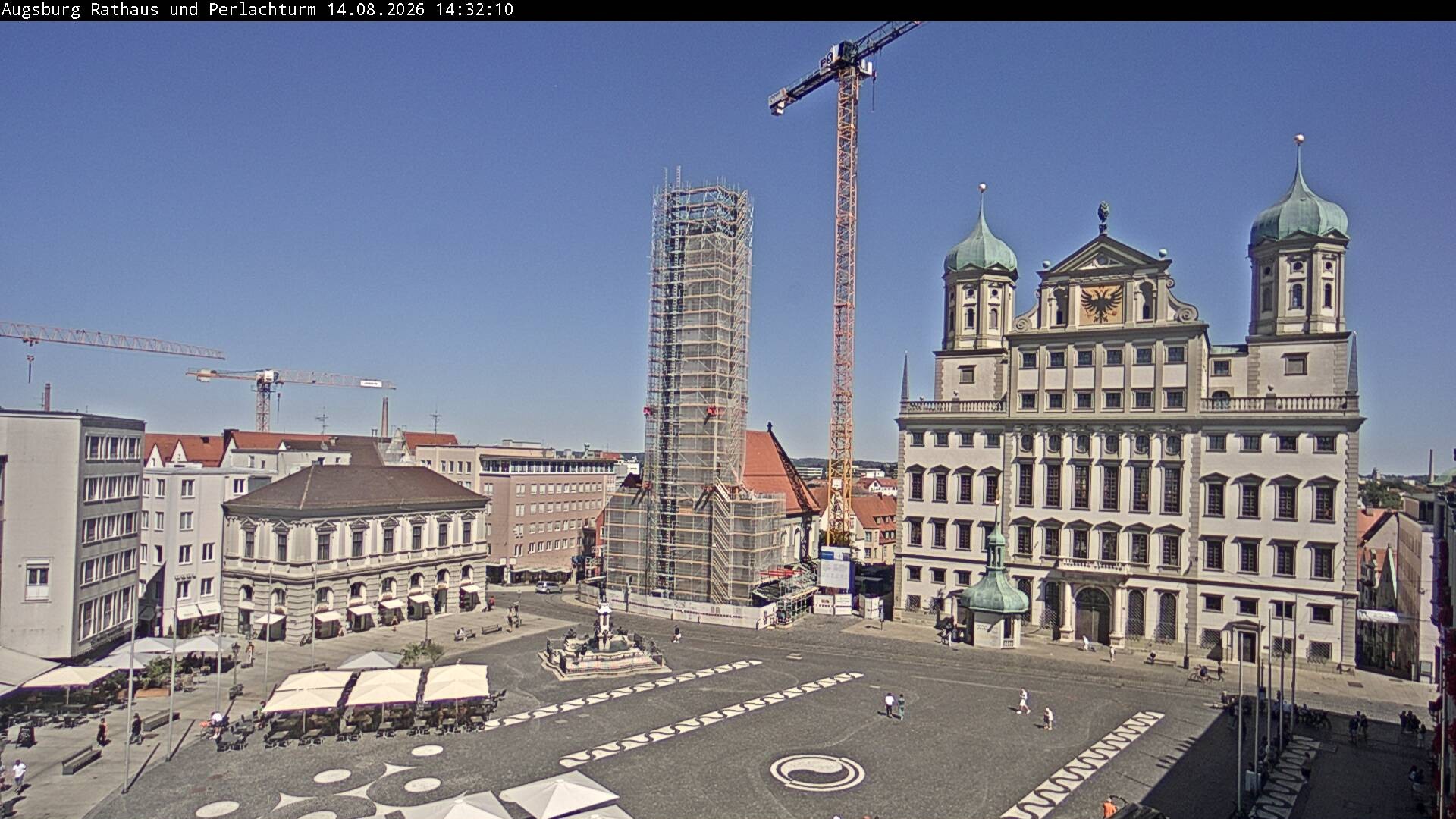 Archiv Foto Webcam Augsburger Rathausplatz und Perlachturm