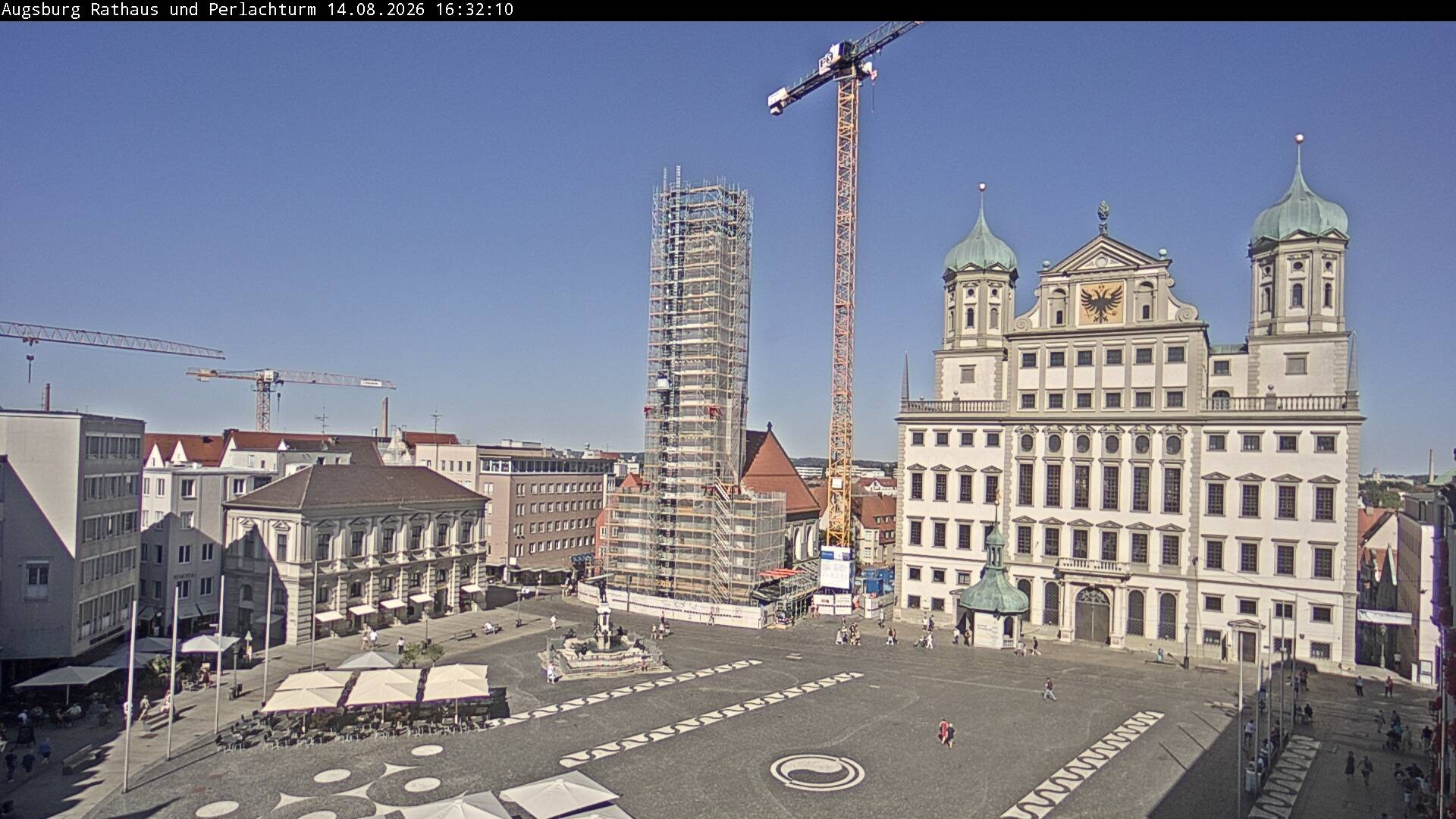 Archiv Foto Webcam Augsburger Rathausplatz und Perlachturm