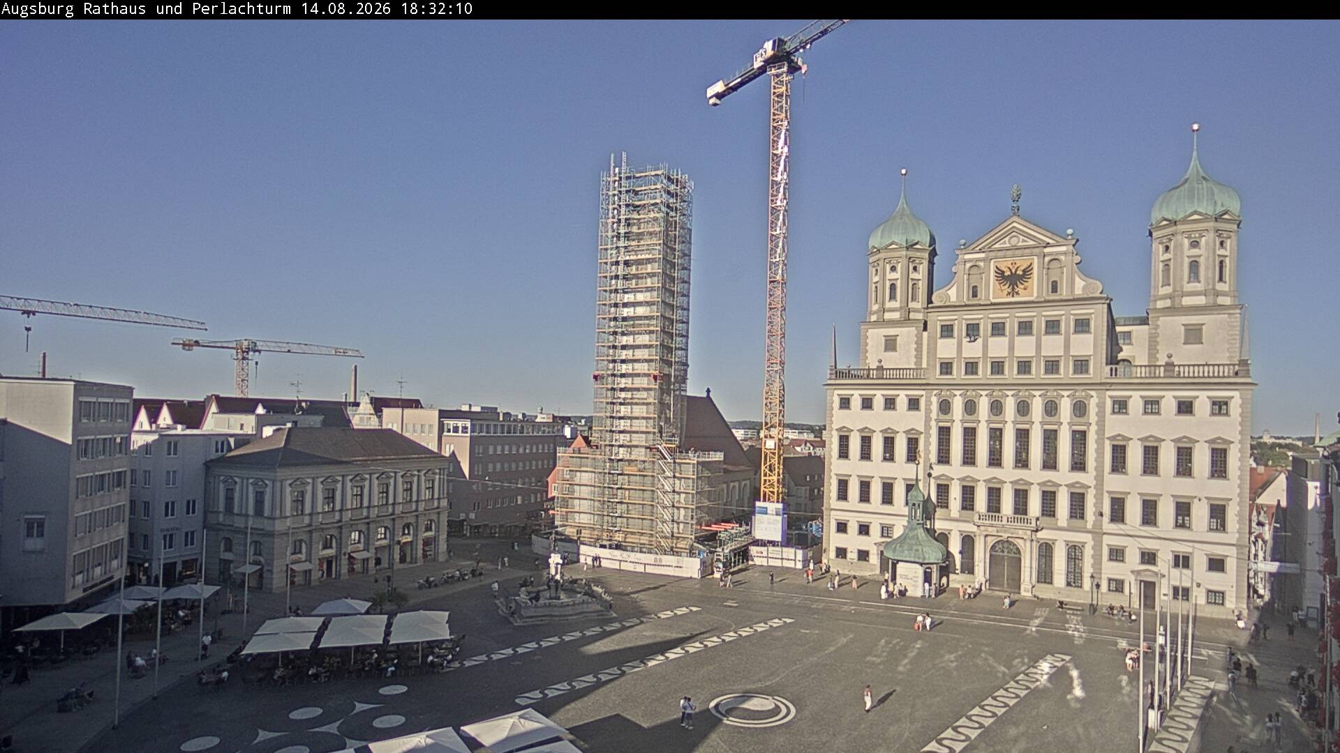 Archiv Foto Webcam Augsburger Rathausplatz und Perlachturm