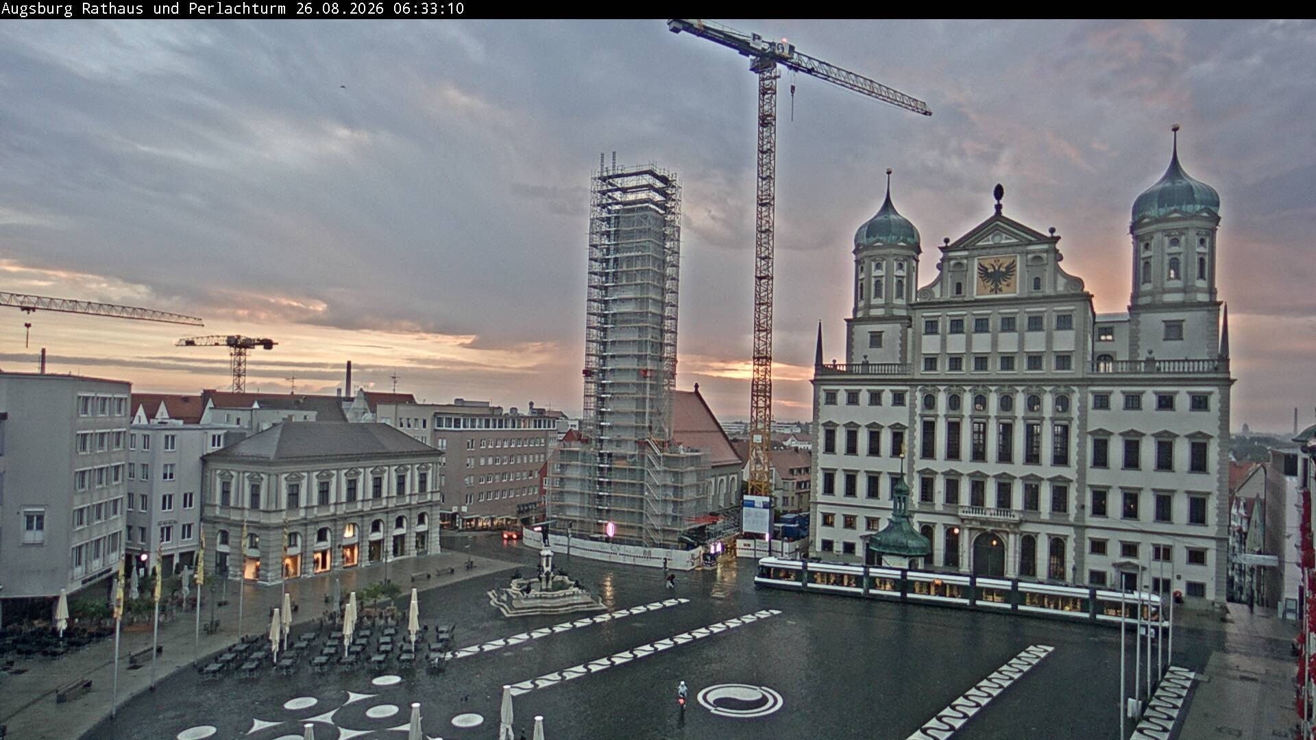 Archiv Foto Webcam Augsburger Rathausplatz und Perlachturm