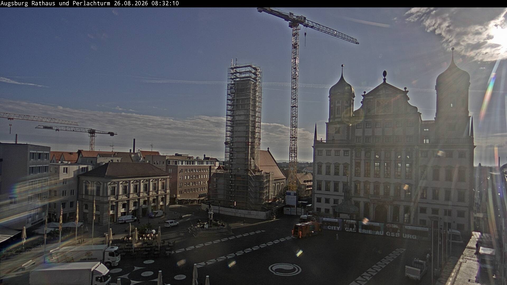 Archiv Foto Webcam Augsburger Rathausplatz und Perlachturm