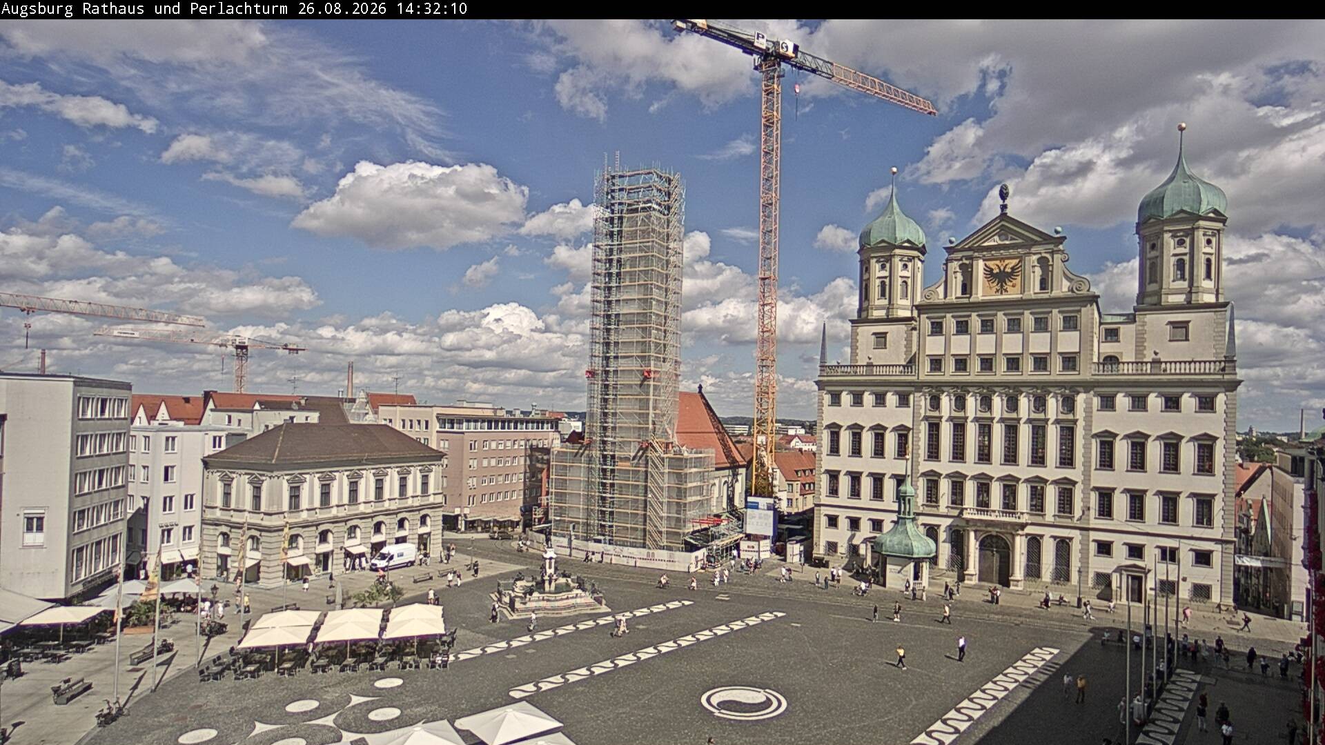 Archiv Foto Webcam Augsburger Rathausplatz und Perlachturm