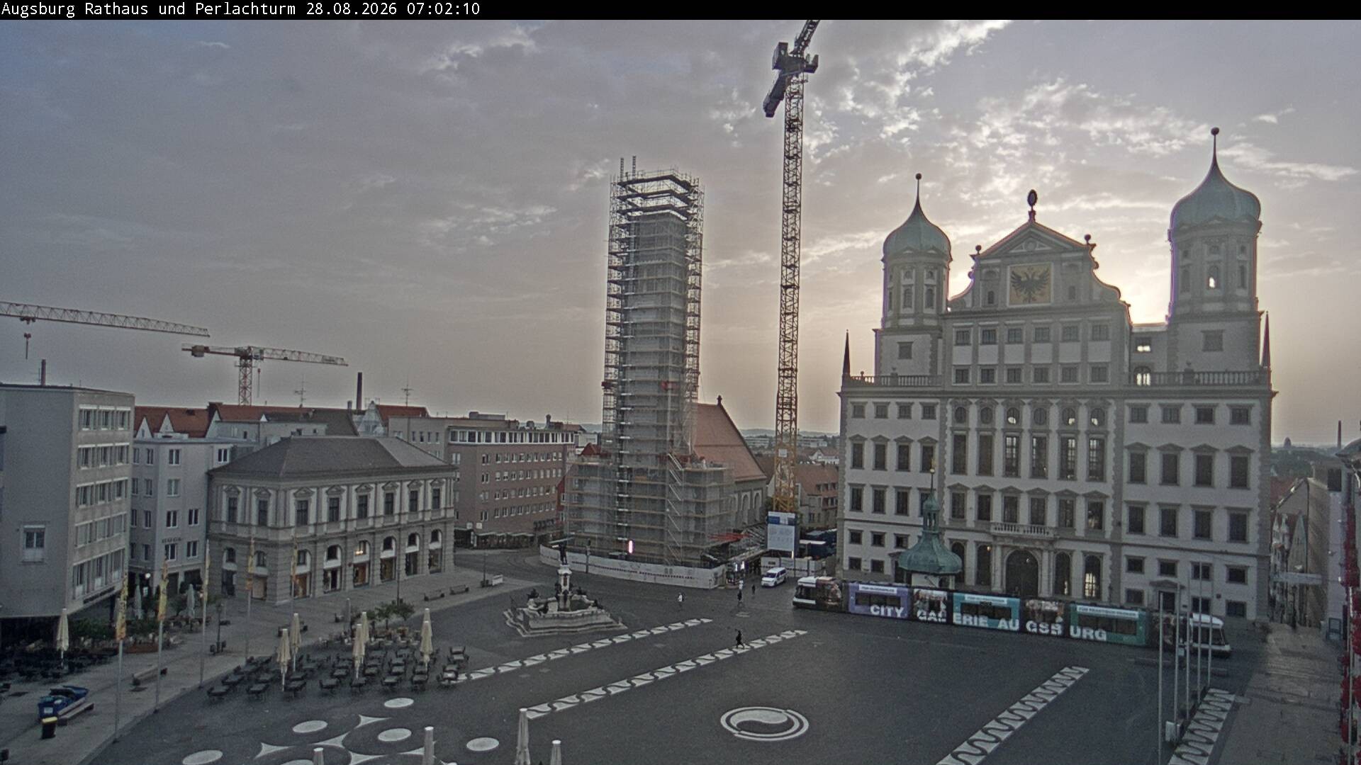 Archiv Foto Webcam Augsburger Rathausplatz und Perlachturm