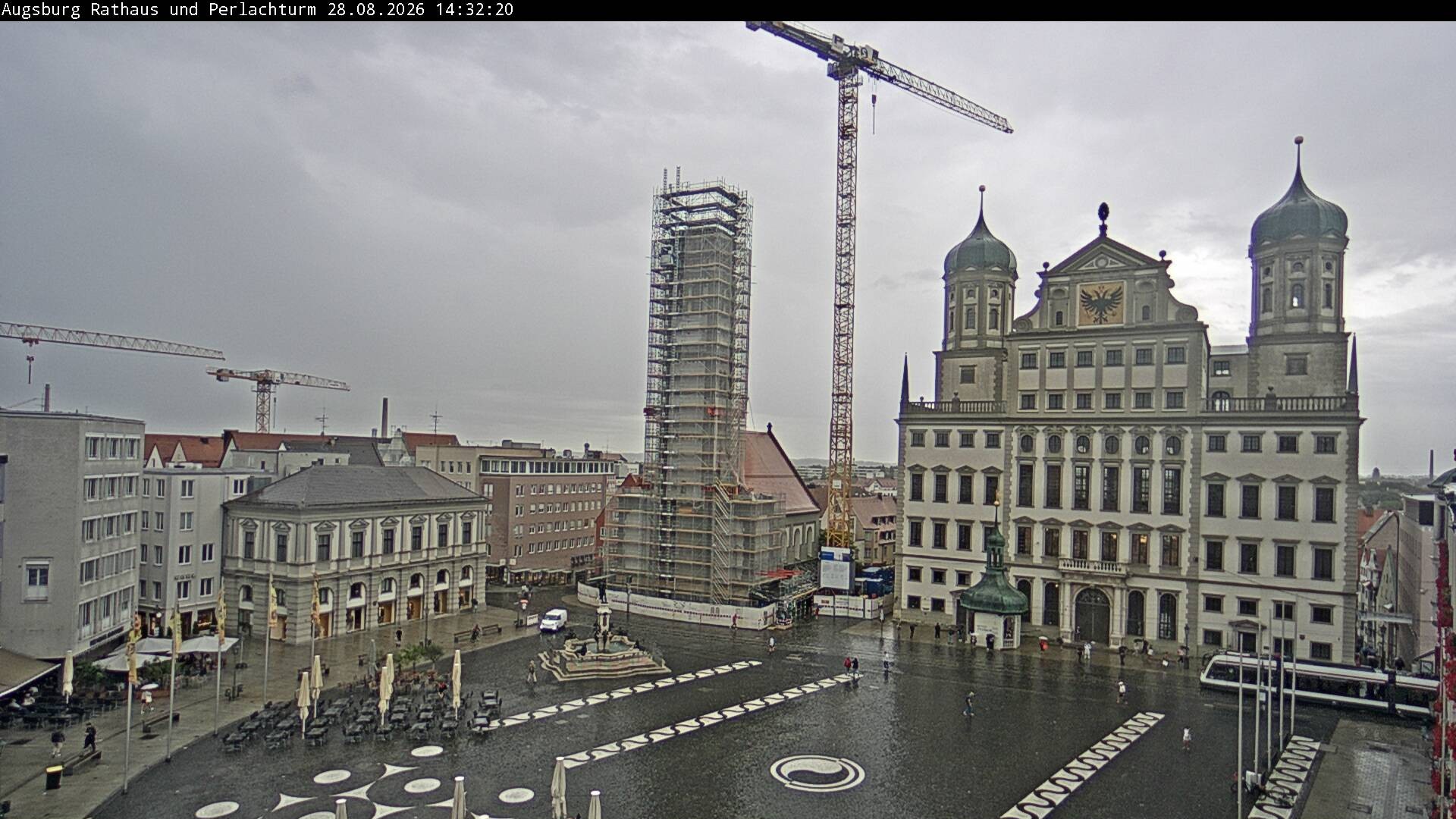 Archiv Foto Webcam Augsburger Rathausplatz und Perlachturm