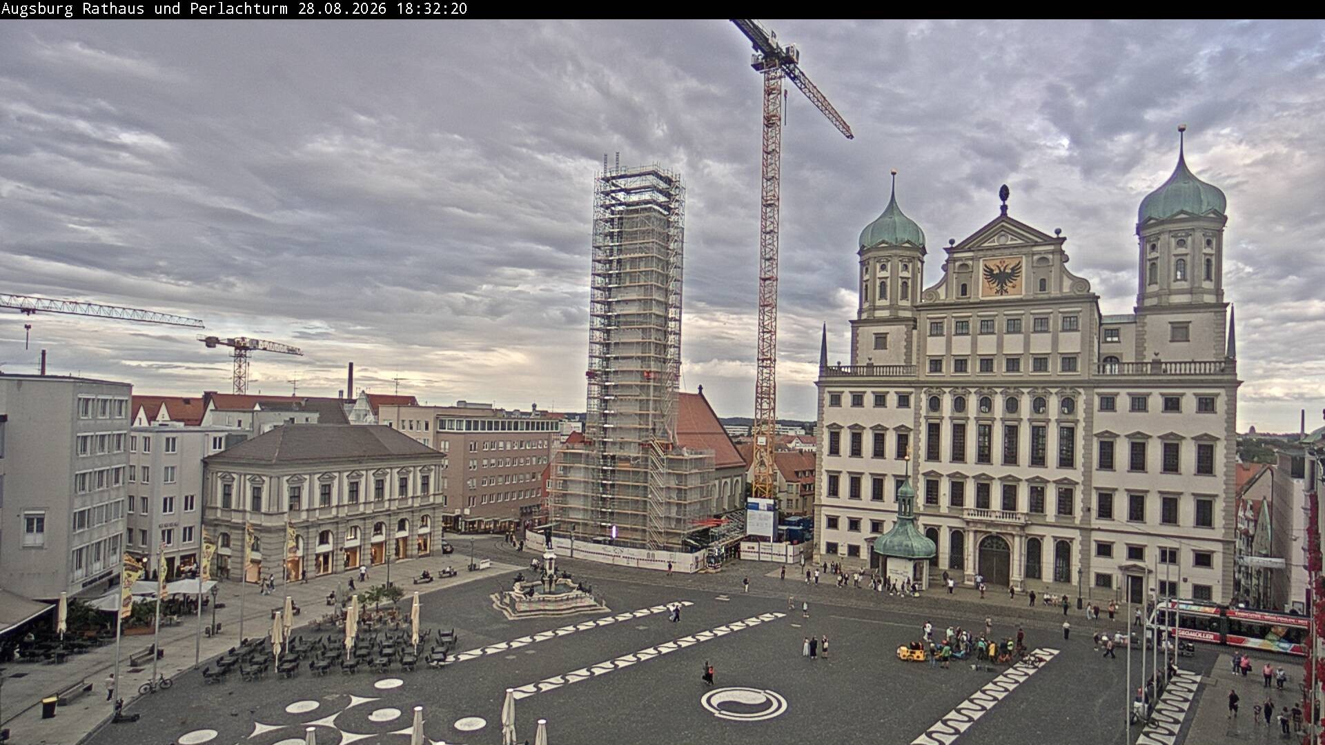 Archiv Foto Webcam Augsburger Rathausplatz und Perlachturm