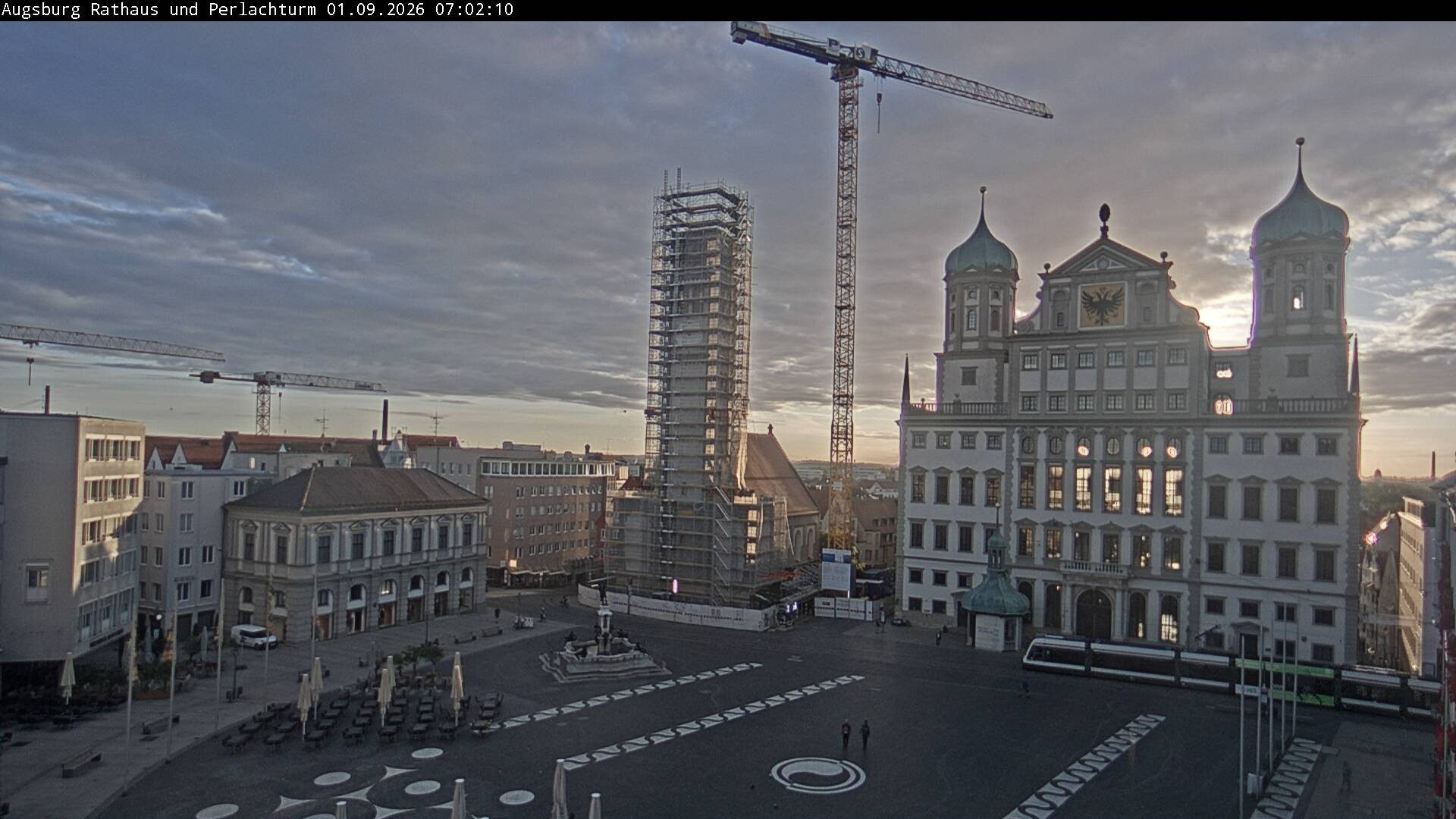 Archiv Foto Webcam Augsburger Rathausplatz und Perlachturm