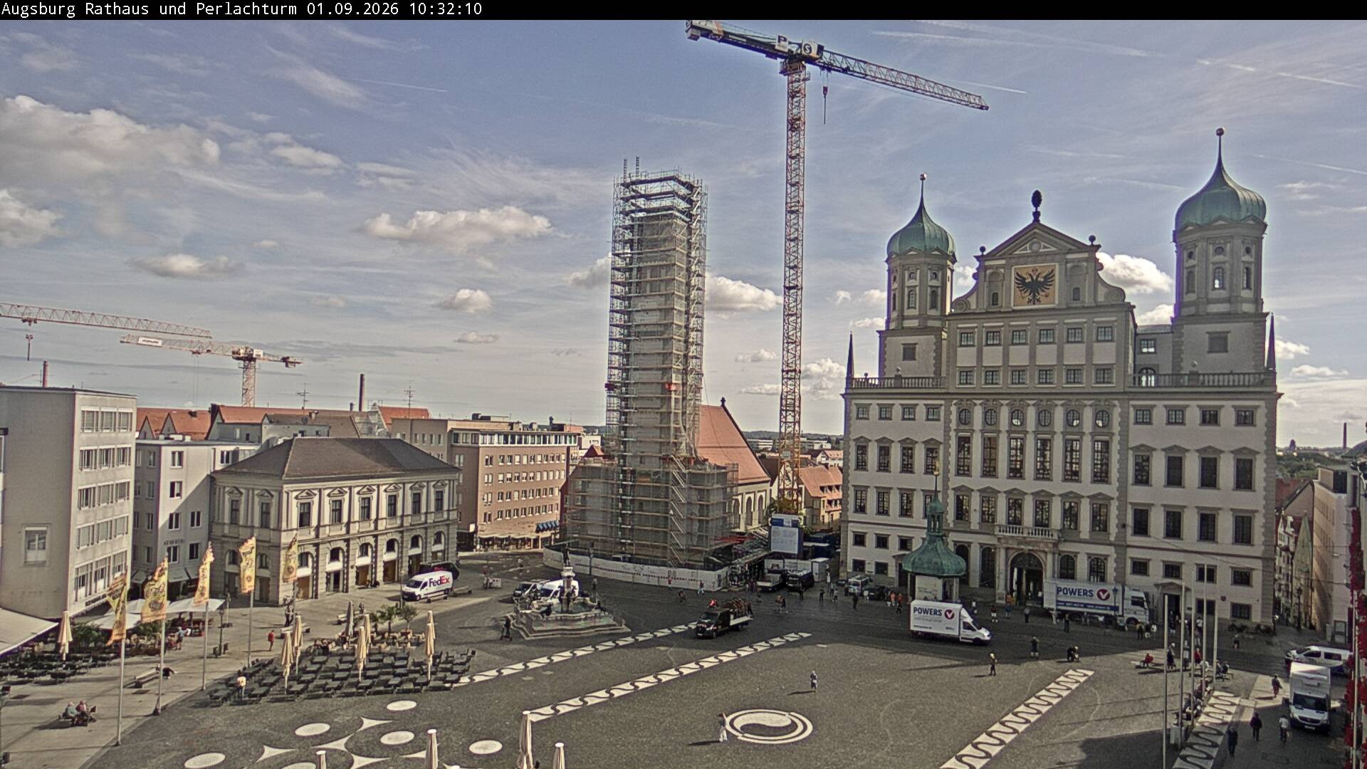 Archiv Foto Webcam Augsburger Rathausplatz und Perlachturm
