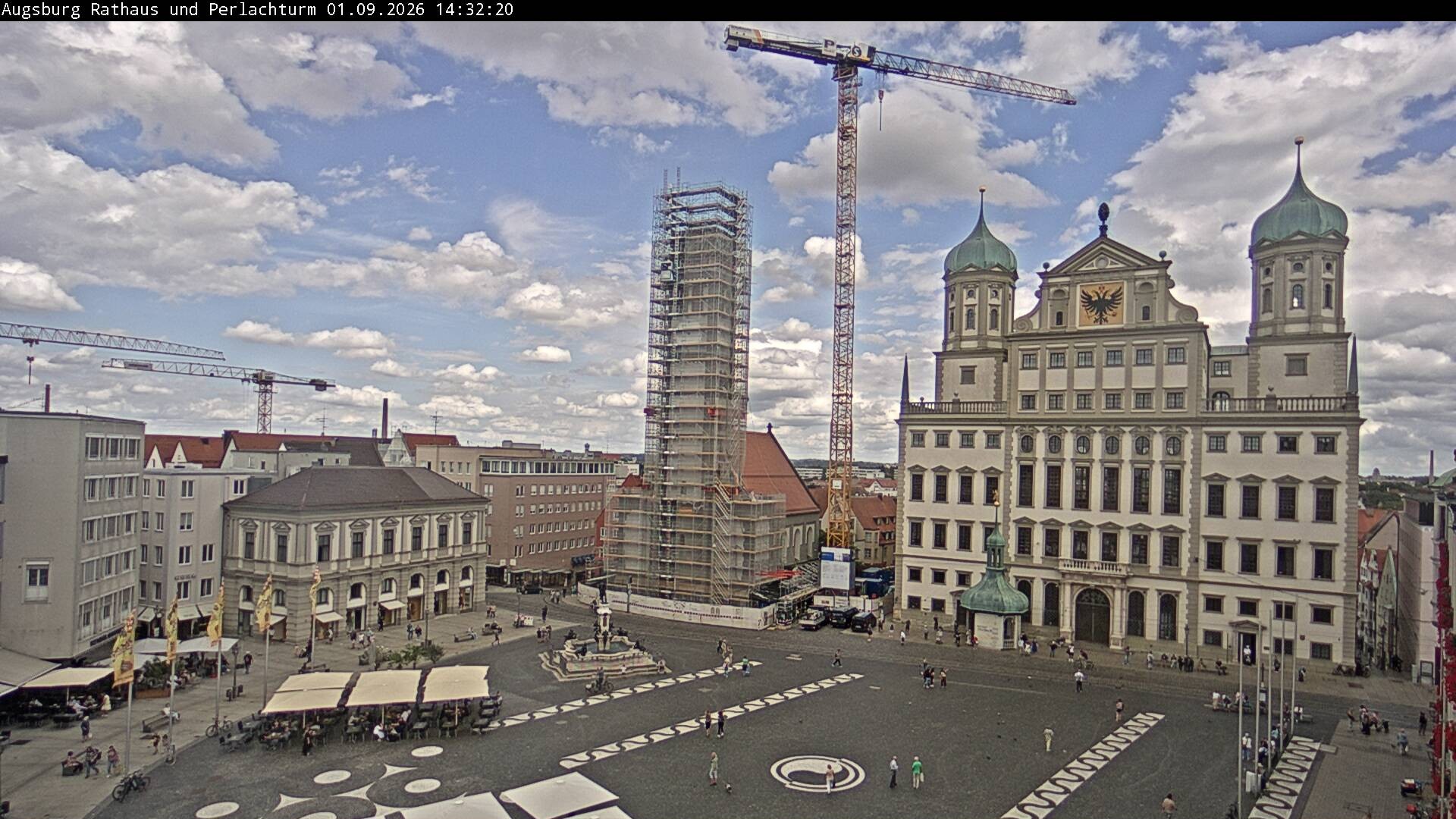 Archiv Foto Webcam Augsburger Rathausplatz und Perlachturm