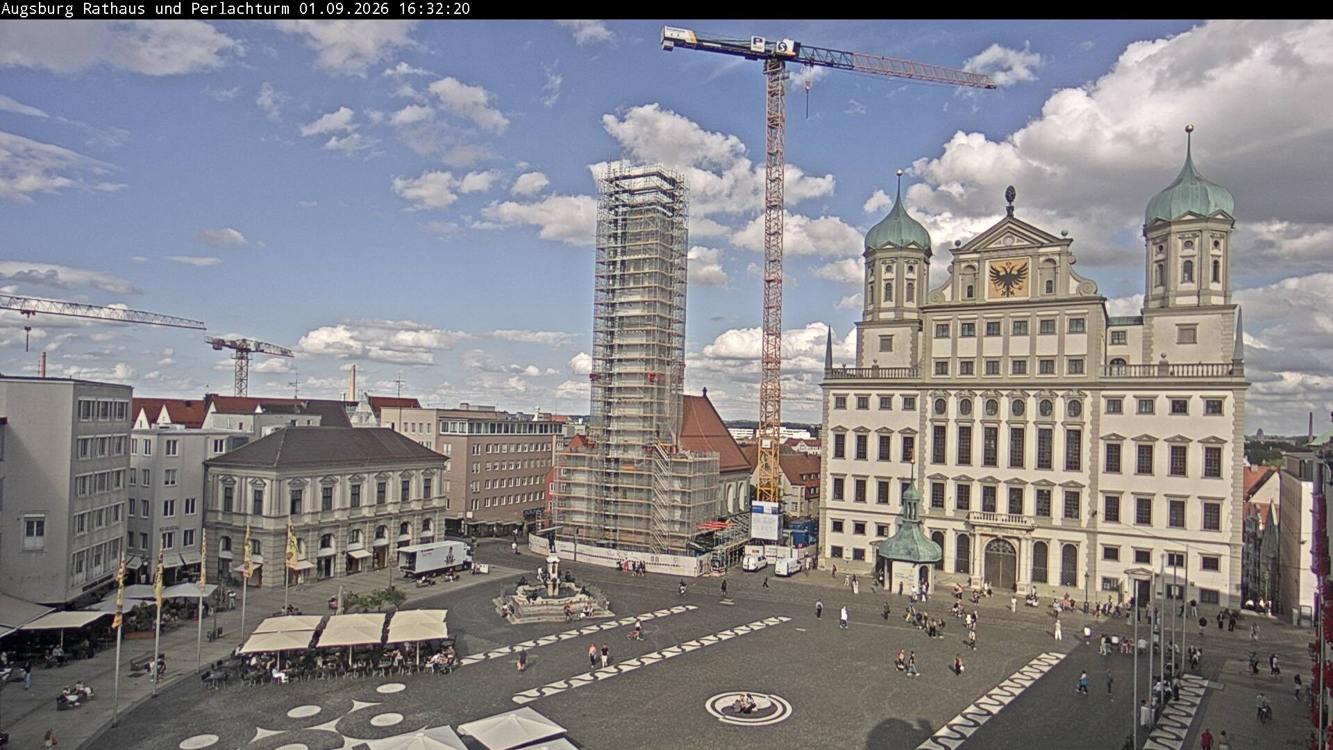 Archiv Foto Webcam Augsburger Rathausplatz und Perlachturm